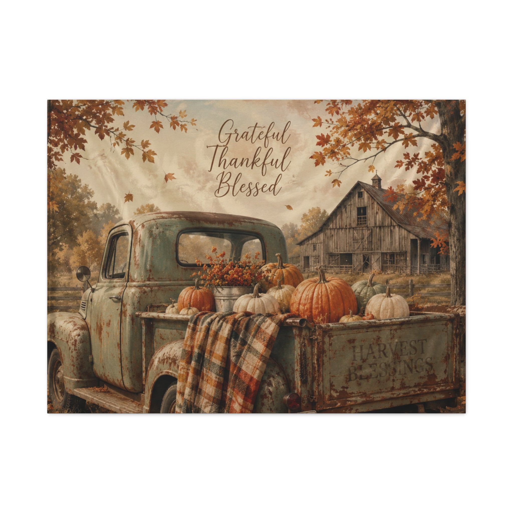 Grateful Thankful Blessed Fall Canvas