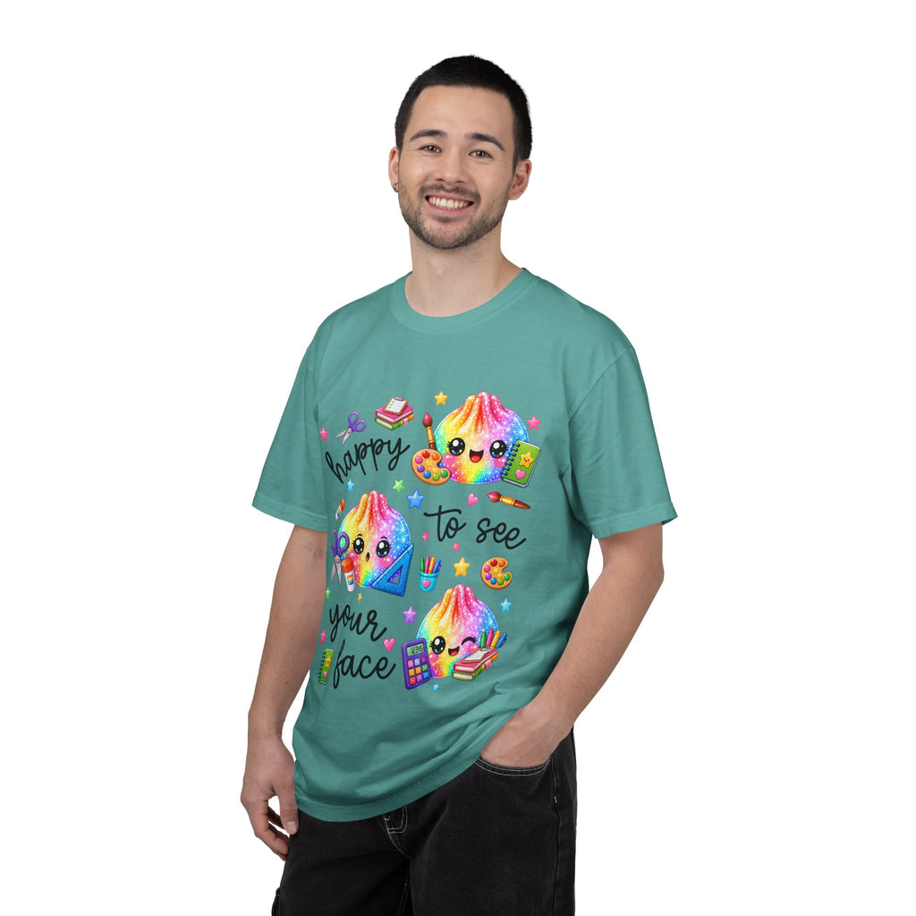 Happy To See Your Face Rainbow Kawaii T-Shirt — Cute School Supplies Graphic Tee