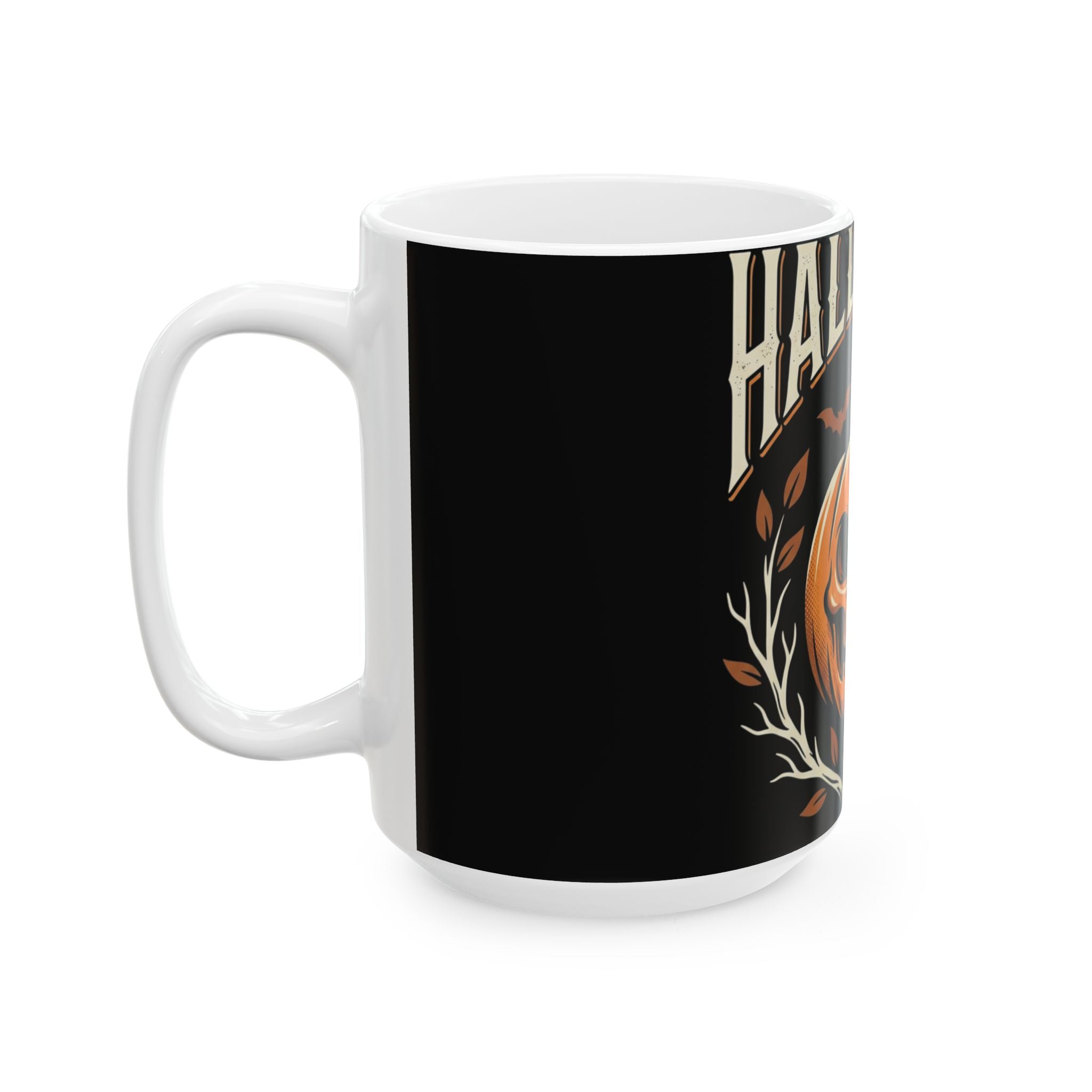 Halloween Pumpkin Skull Ceramic Mug – Spooky Bat & Moon Coffee Cup (11oz/15oz)