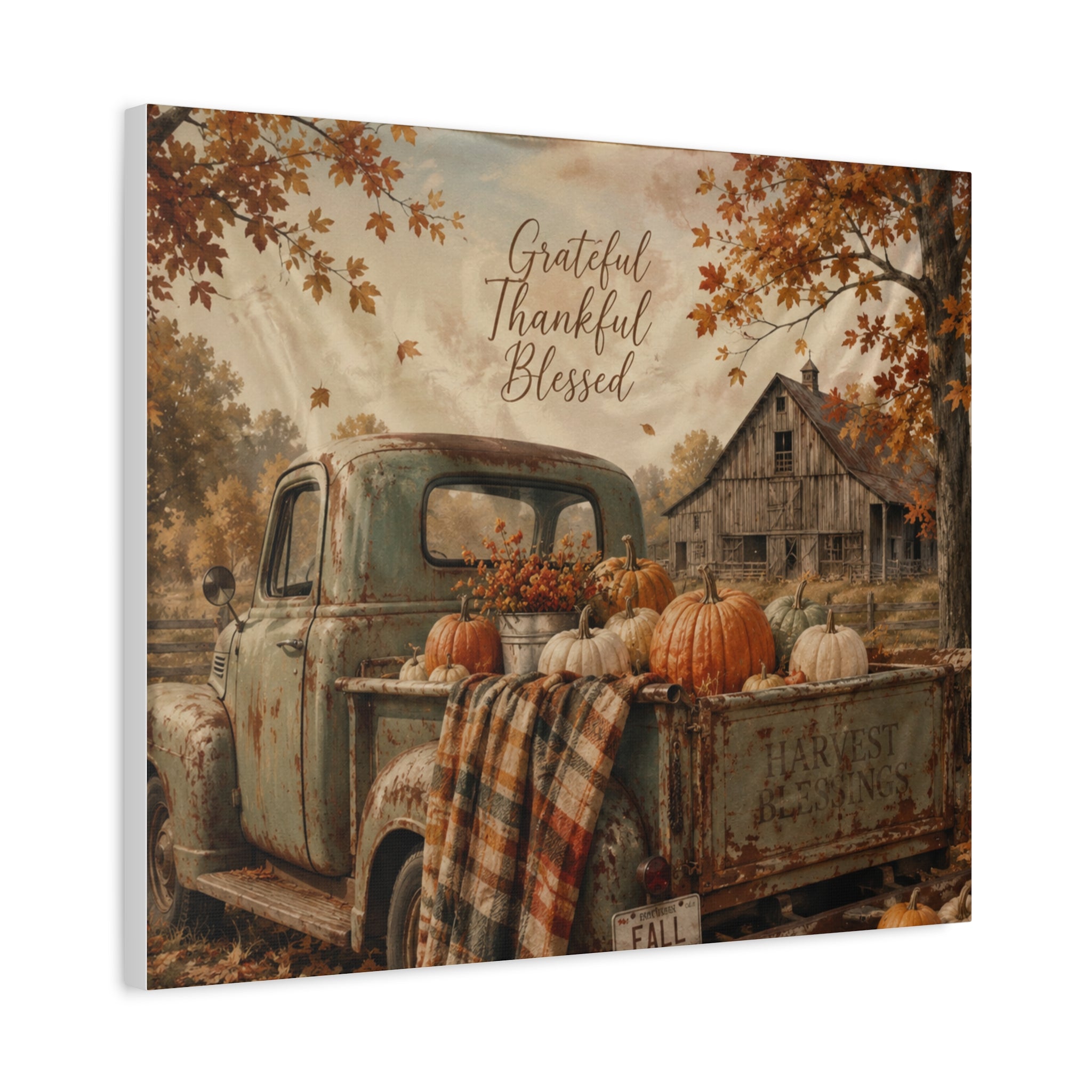 Grateful Thankful Blessed Fall Canvas