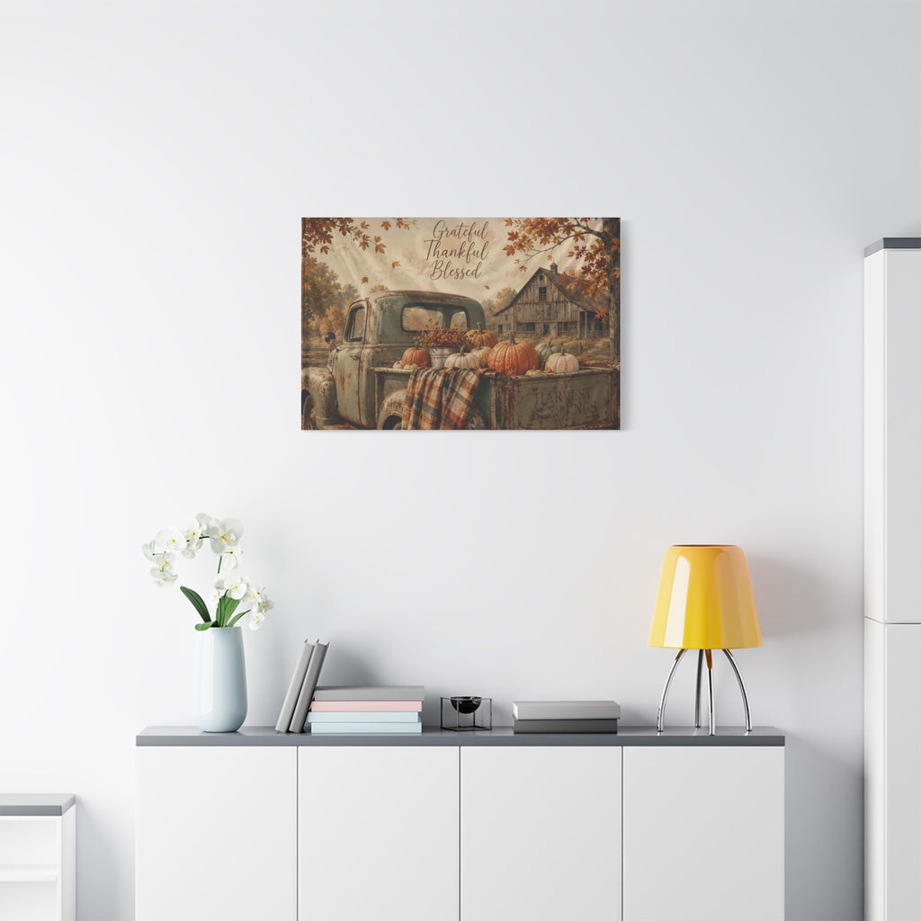 Grateful Thankful Blessed Fall Canvas