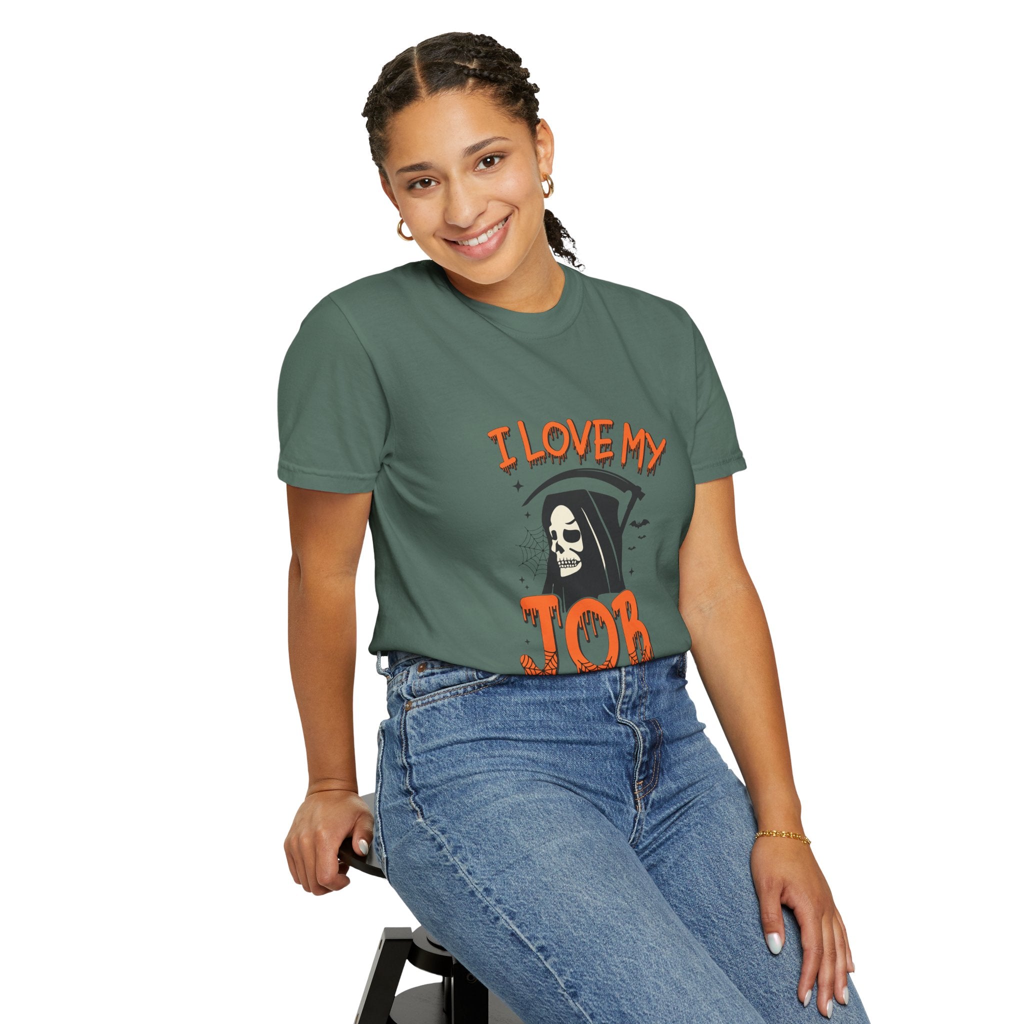 💀 I Love My Job Grim Reaper Tee | Funny Halloween Work Shirt