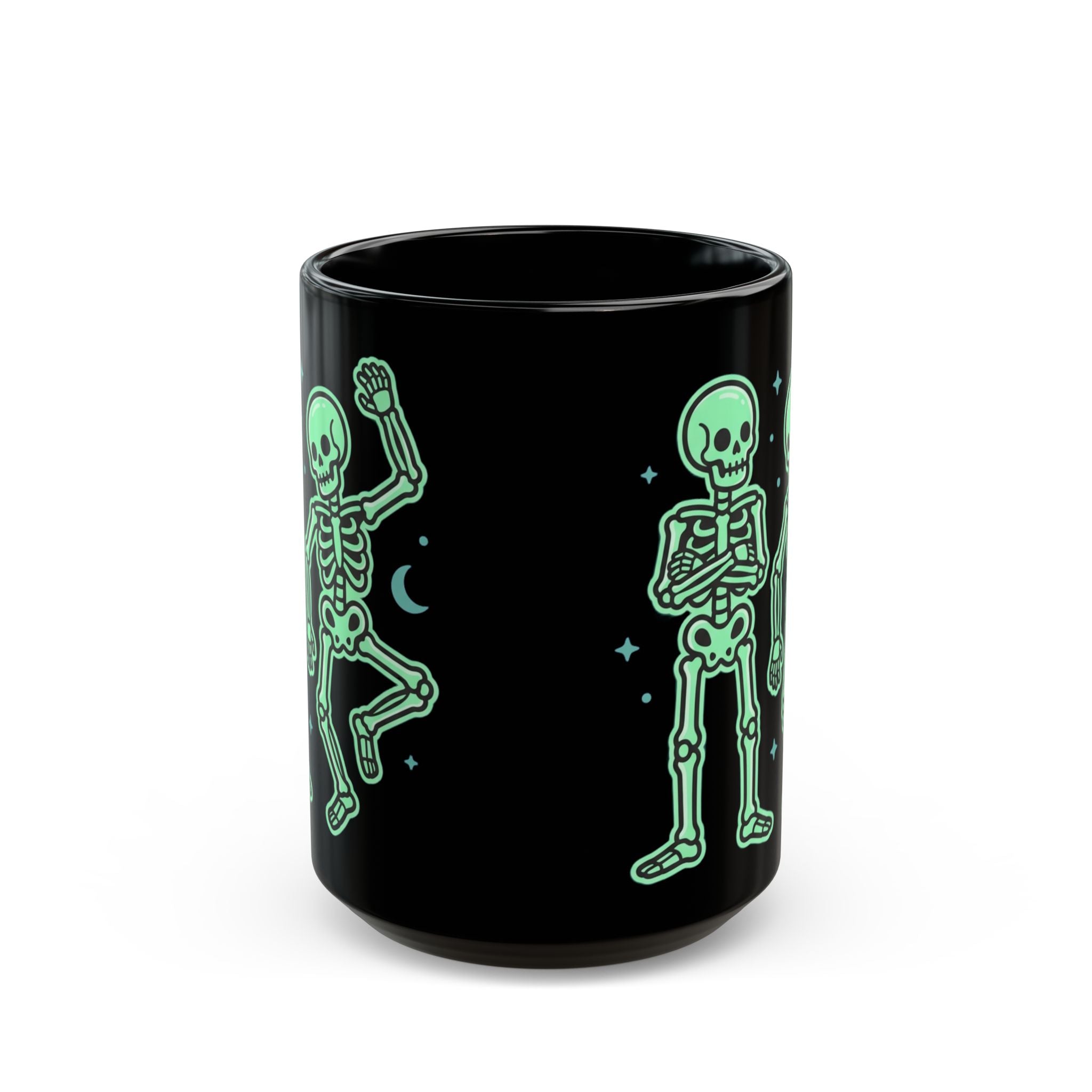 Glow Skeleton Dance Mug — Black Ceramic Coffee Cup (11oz/15oz)
