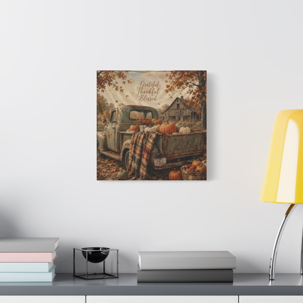 Grateful Thankful Blessed Fall Canvas