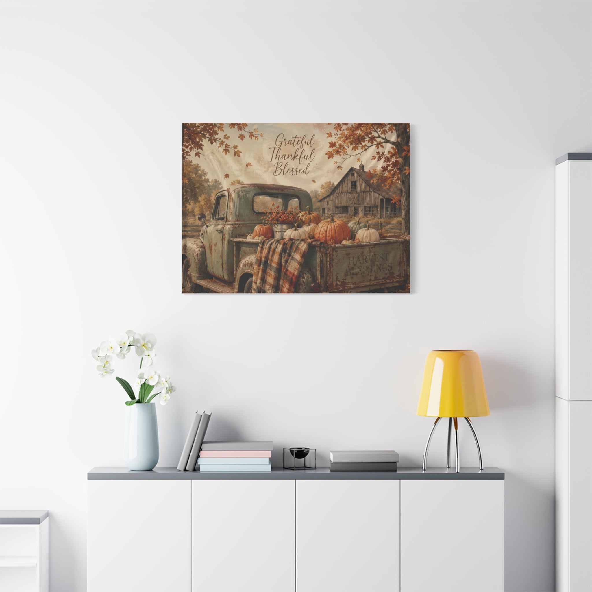 Grateful Thankful Blessed Fall Canvas