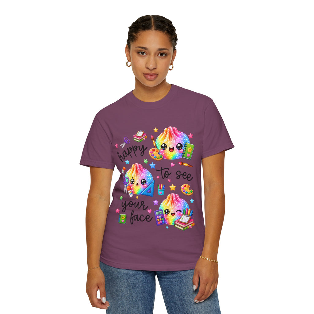 Happy To See Your Face Rainbow Kawaii T-Shirt — Cute School Supplies Graphic Tee