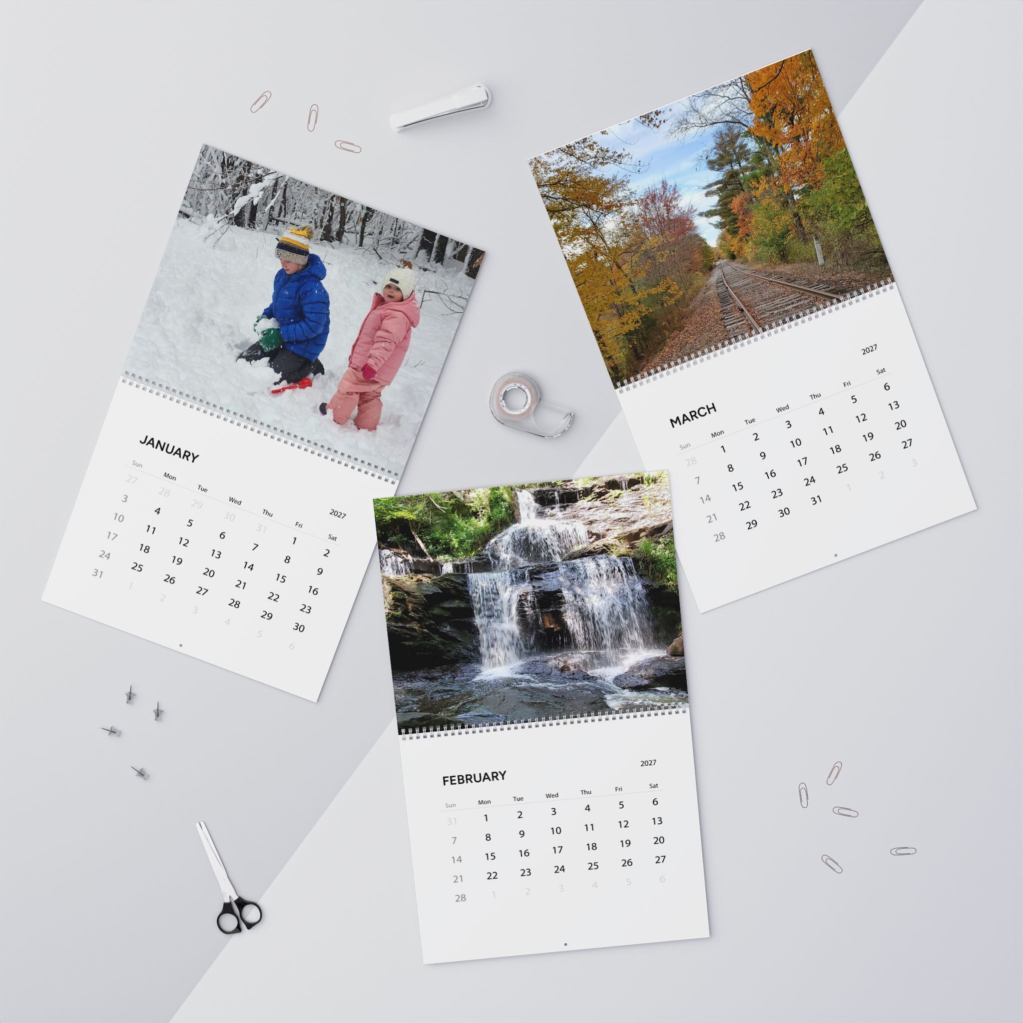 2027 Photo Wall Calendar - Custom Monthly Family & Nature Scenes