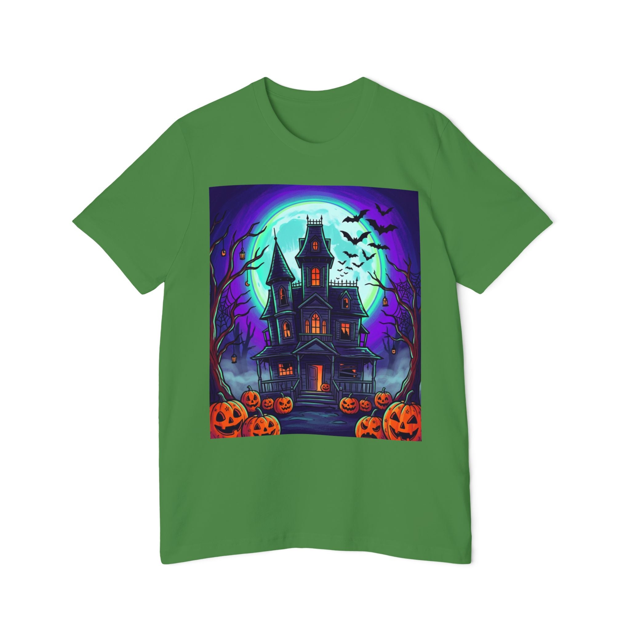 Haunted House Halloween T-Shirt — Spooky Pumpkins & Bats Graphic