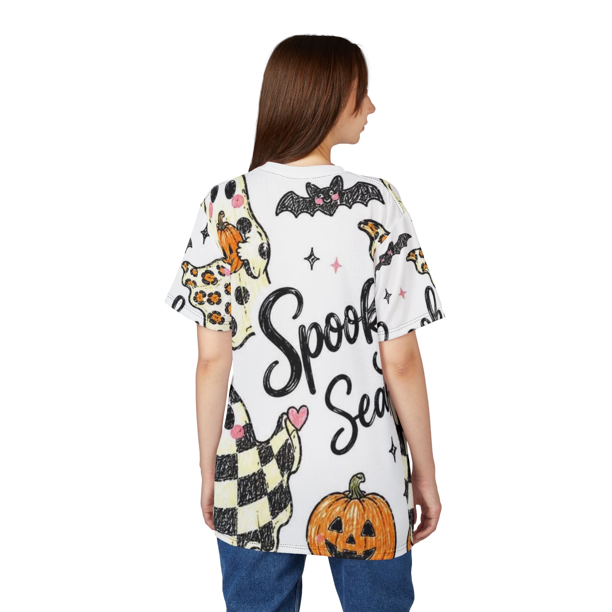 Spooky Season All-Over Print Tee - Halloween Ghosts & Pumpkins