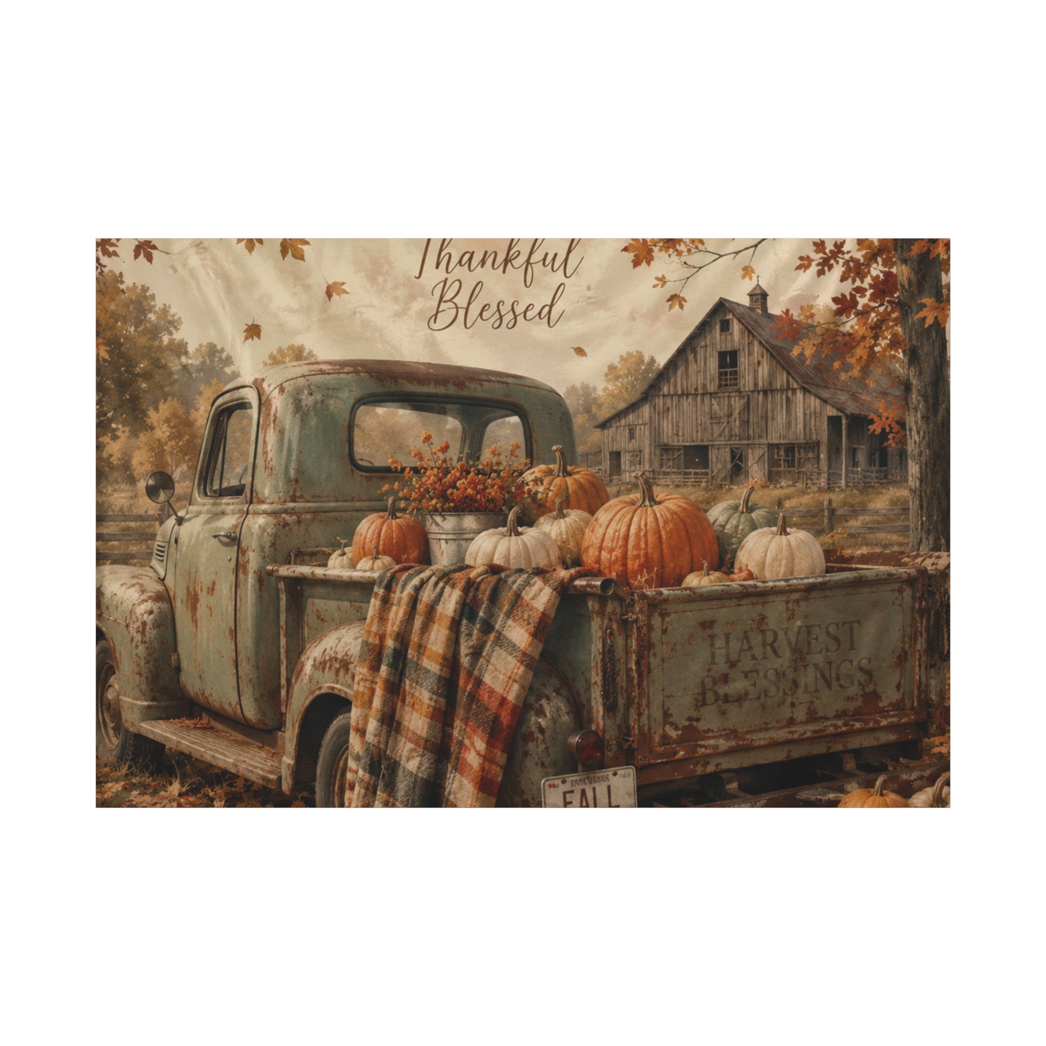 Grateful Thankful Blessed Fall Canvas