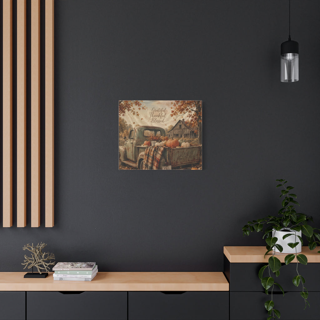 Grateful Thankful Blessed Fall Canvas