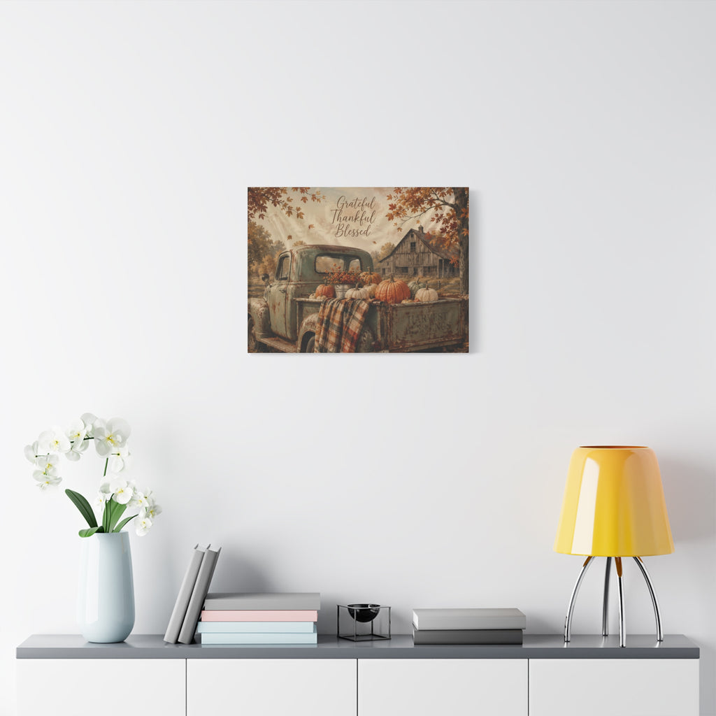 Grateful Thankful Blessed Fall Canvas