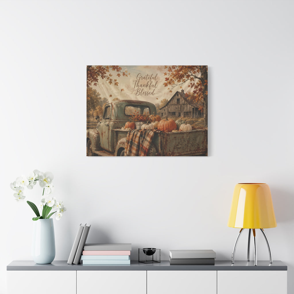 Grateful Thankful Blessed Fall Canvas