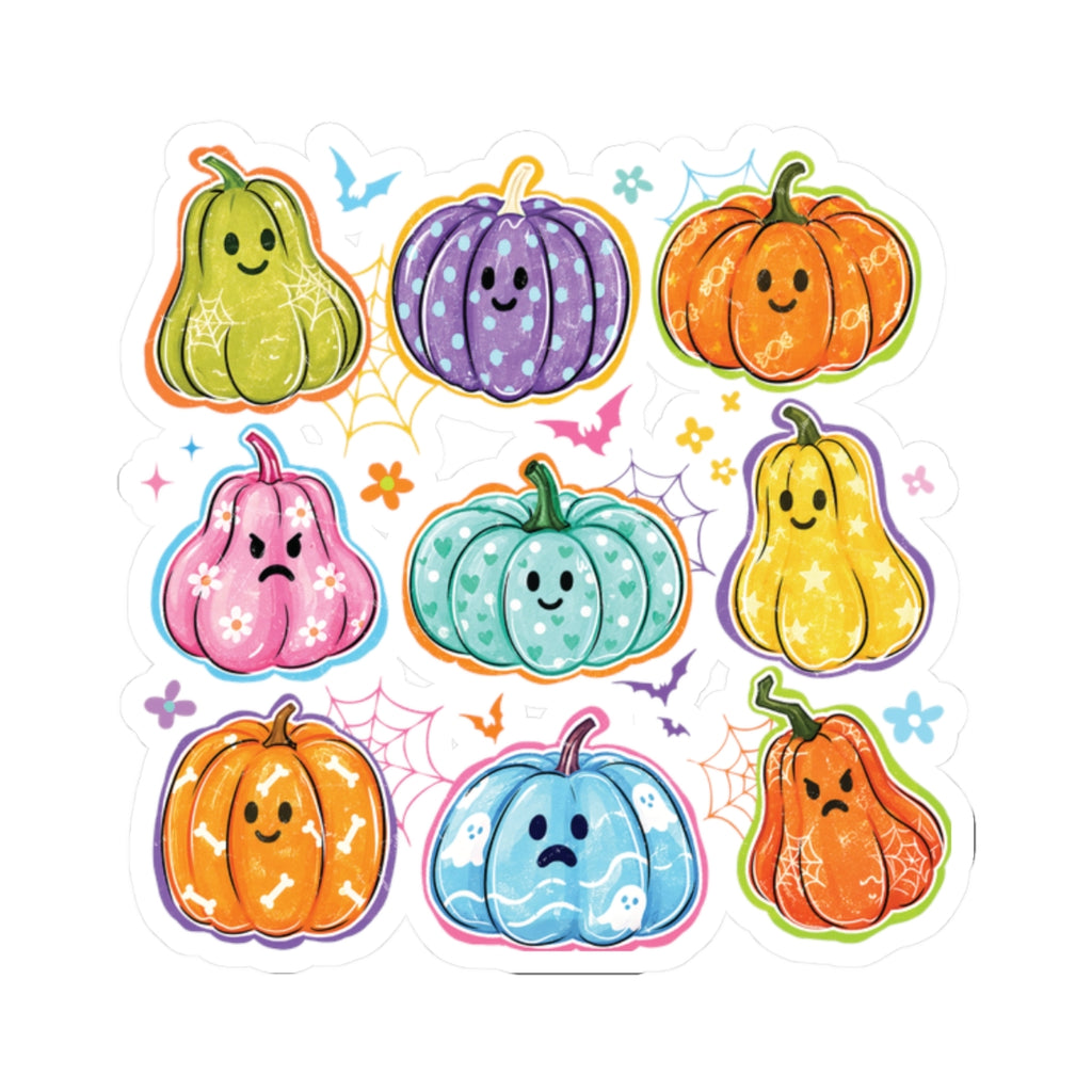 Kawaii Pumpkin Sticker Sheet — Cute Halloween Kiss-Cut Pumpkins