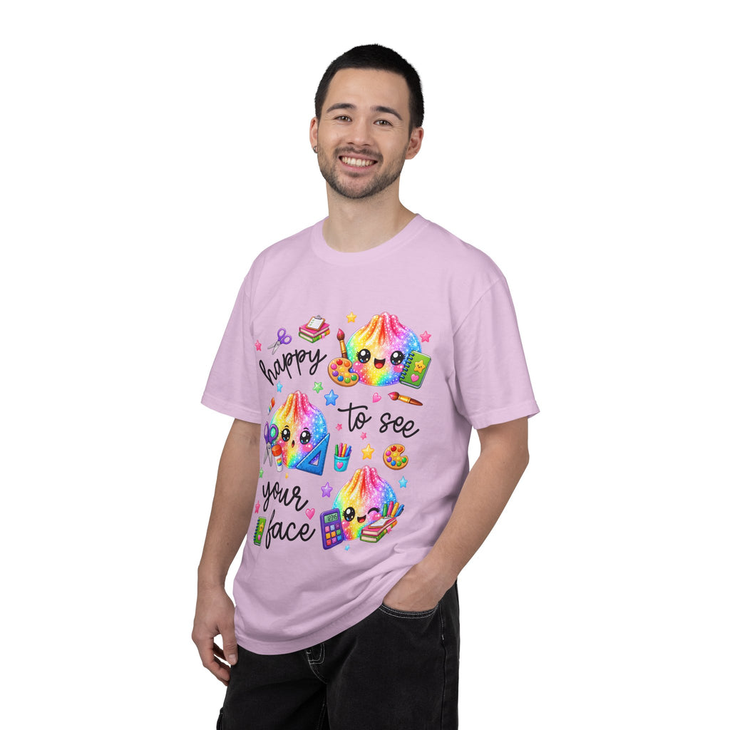Happy To See Your Face Rainbow Kawaii T-Shirt — Cute School Supplies Graphic Tee