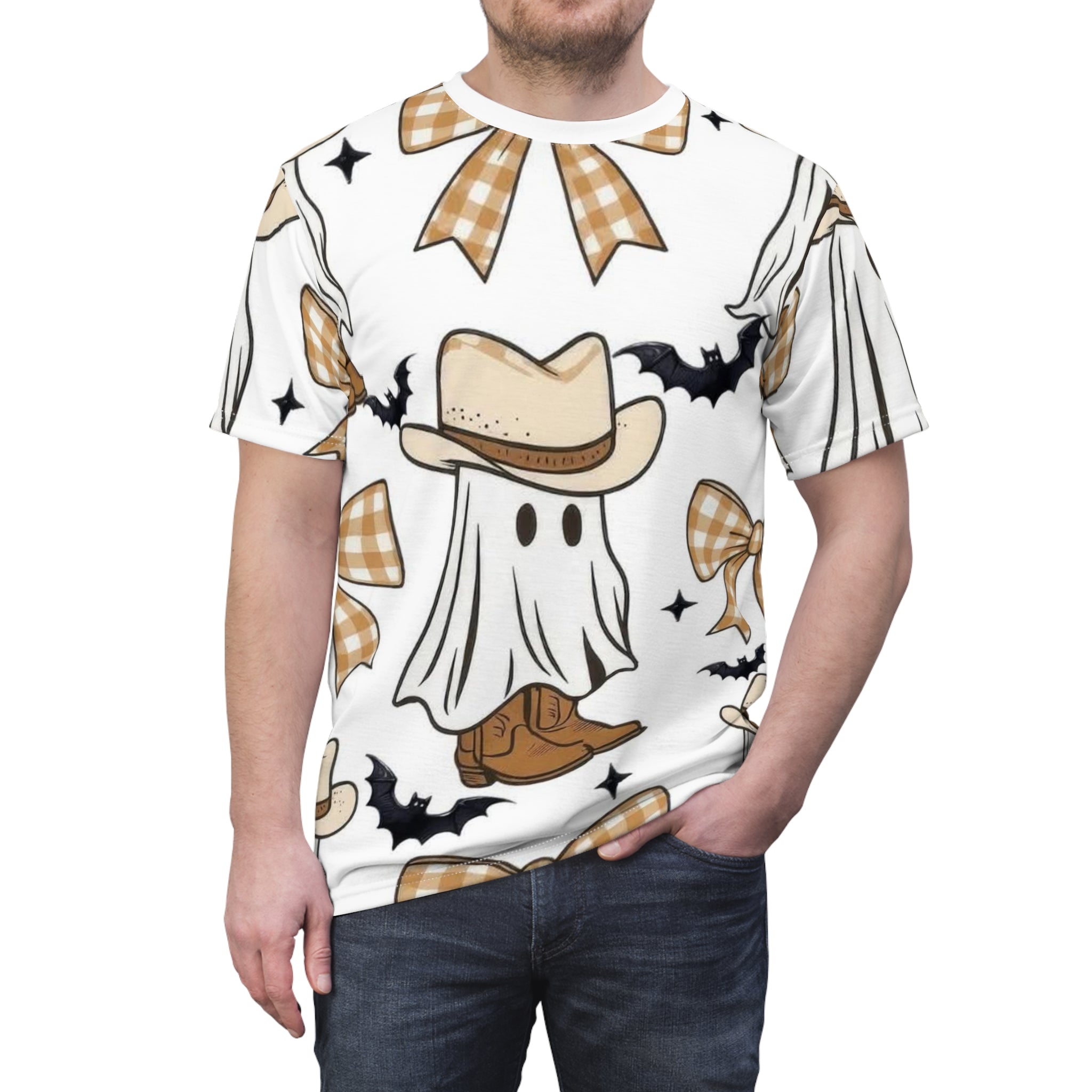 Cowboy Ghost Pattern Tee — Cute Western