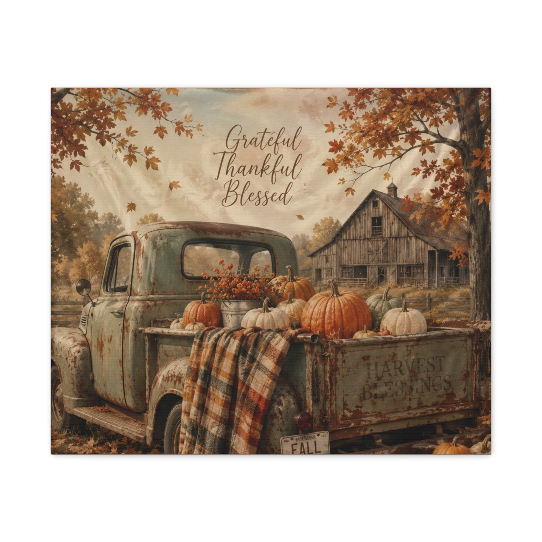 Grateful Thankful Blessed Fall Canvas