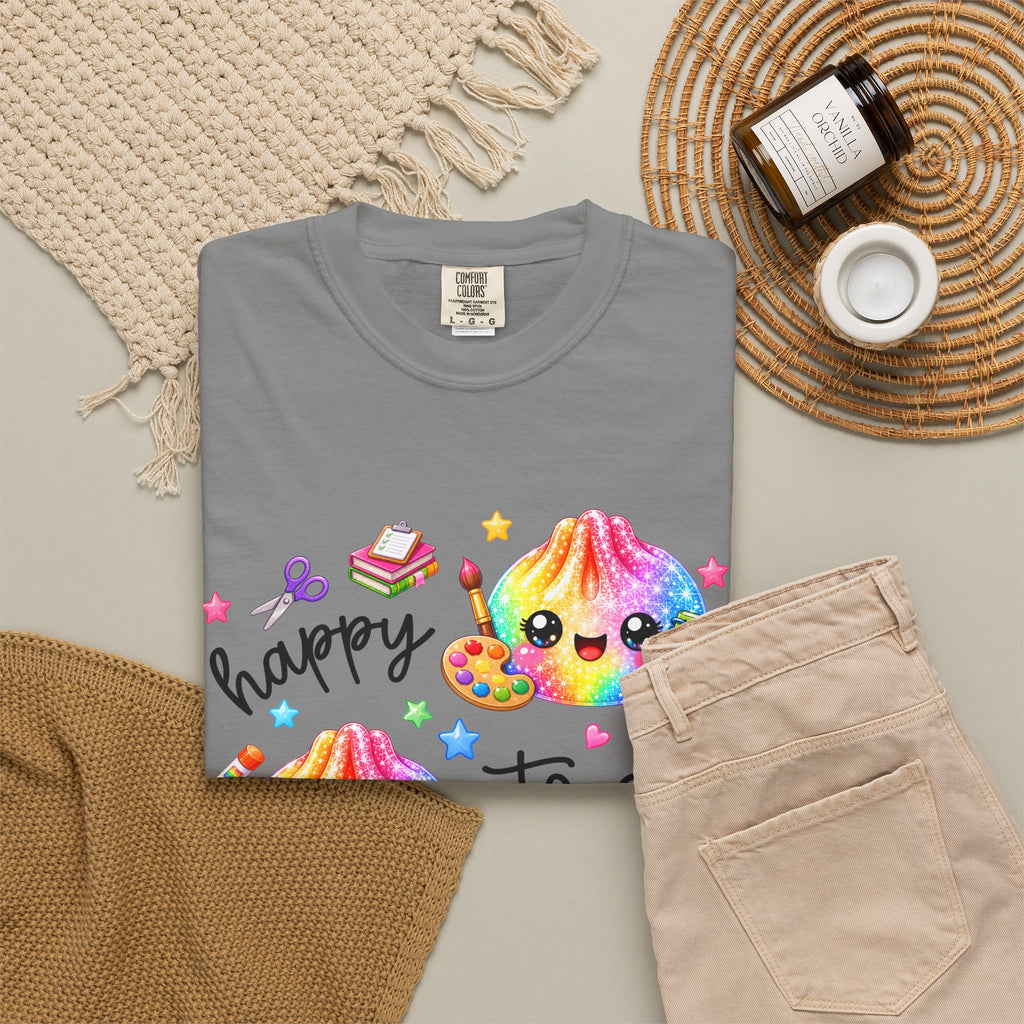Happy To See Your Face Rainbow Kawaii T-Shirt — Cute School Supplies Graphic Tee