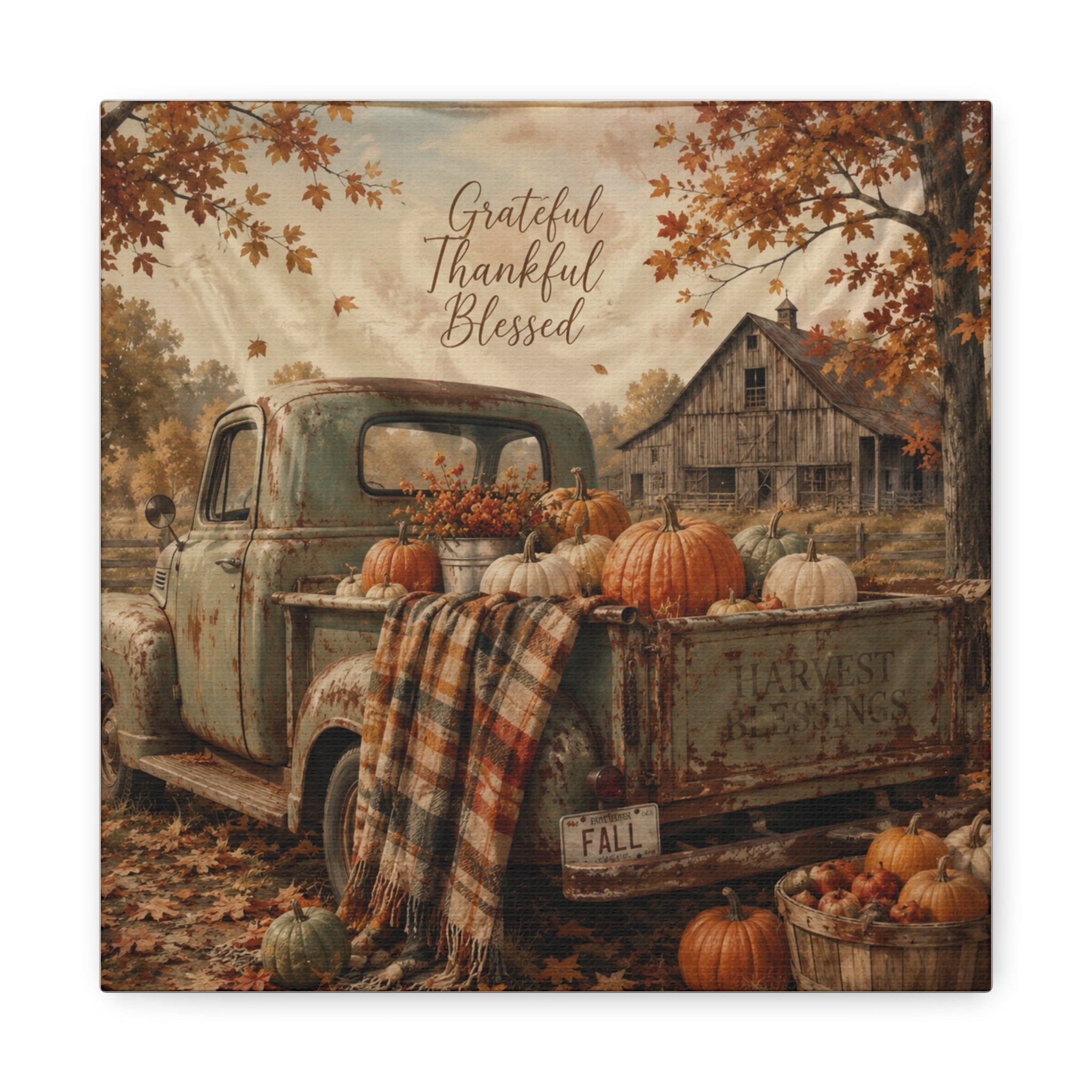 Grateful Thankful Blessed Fall Canvas
