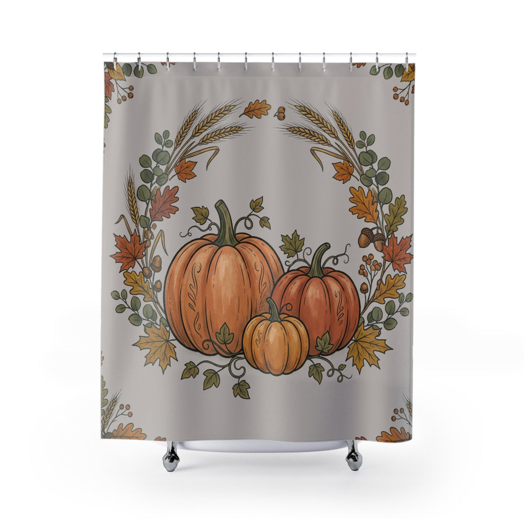 Autumn Pumpkin Wreath Shower Curtain