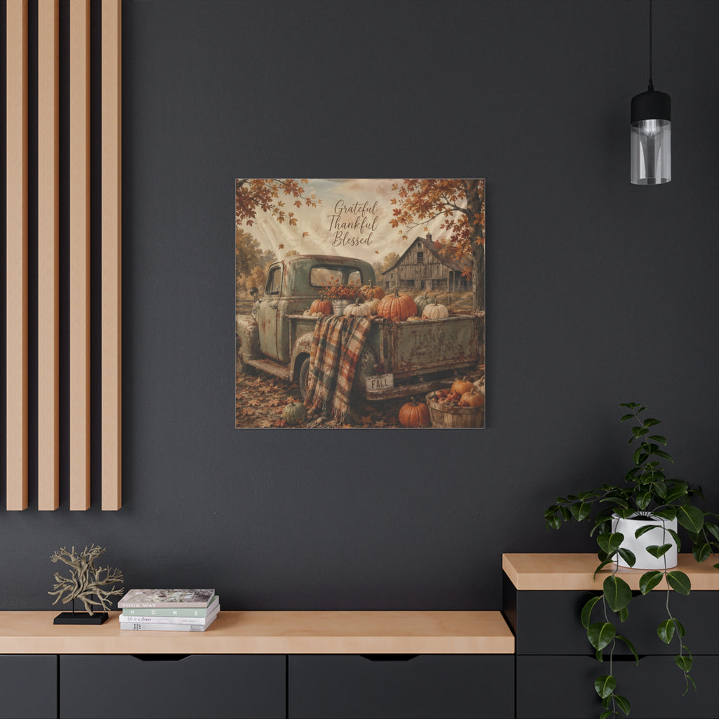 Grateful Thankful Blessed Fall Canvas