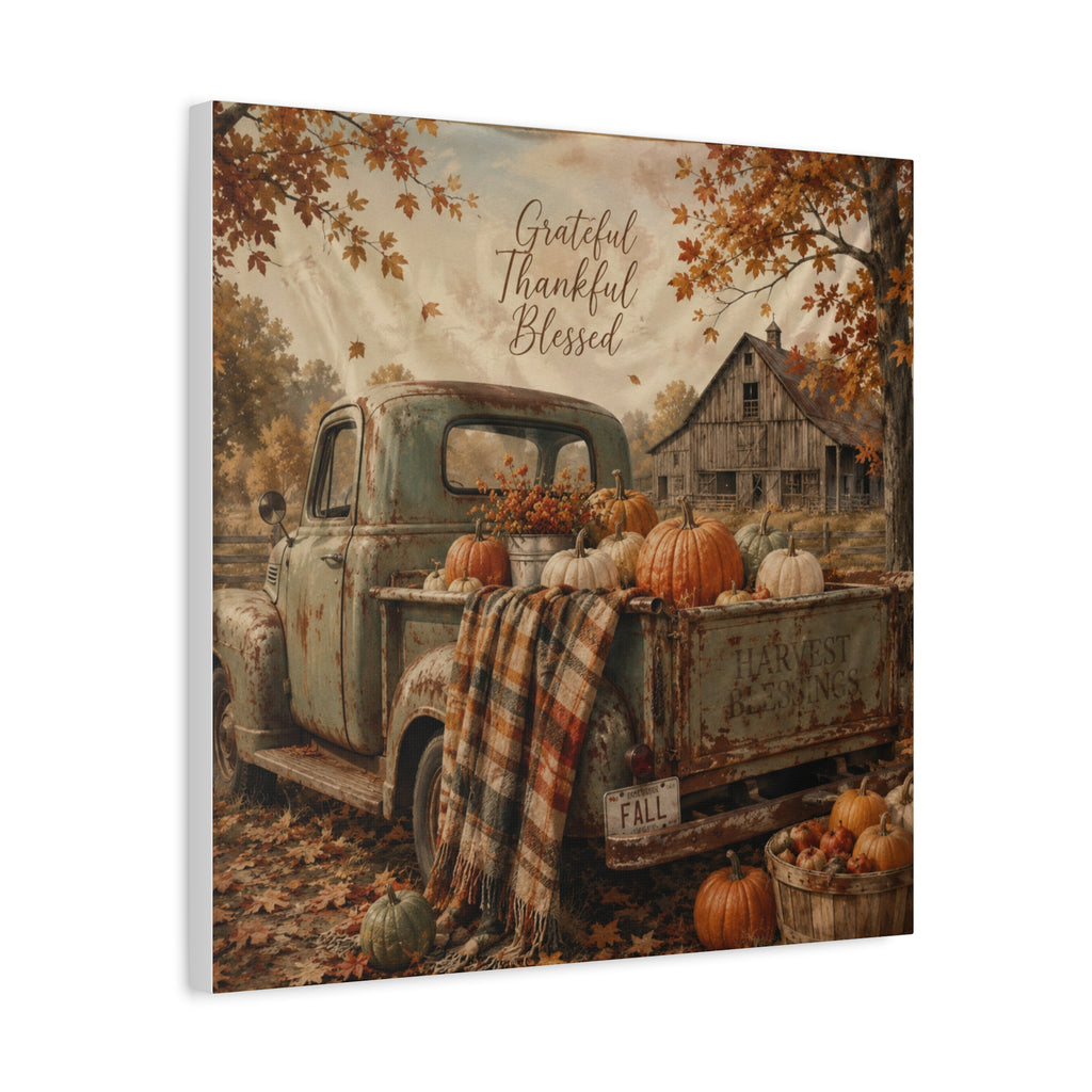 Grateful Thankful Blessed Fall Canvas