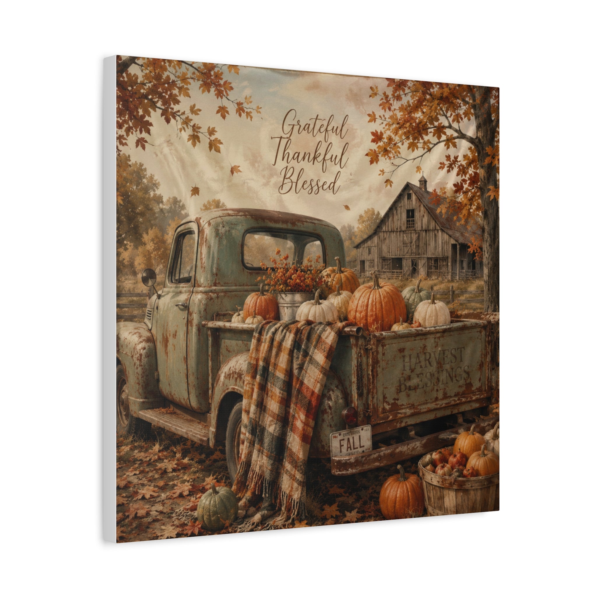 Grateful Thankful Blessed Fall Canvas