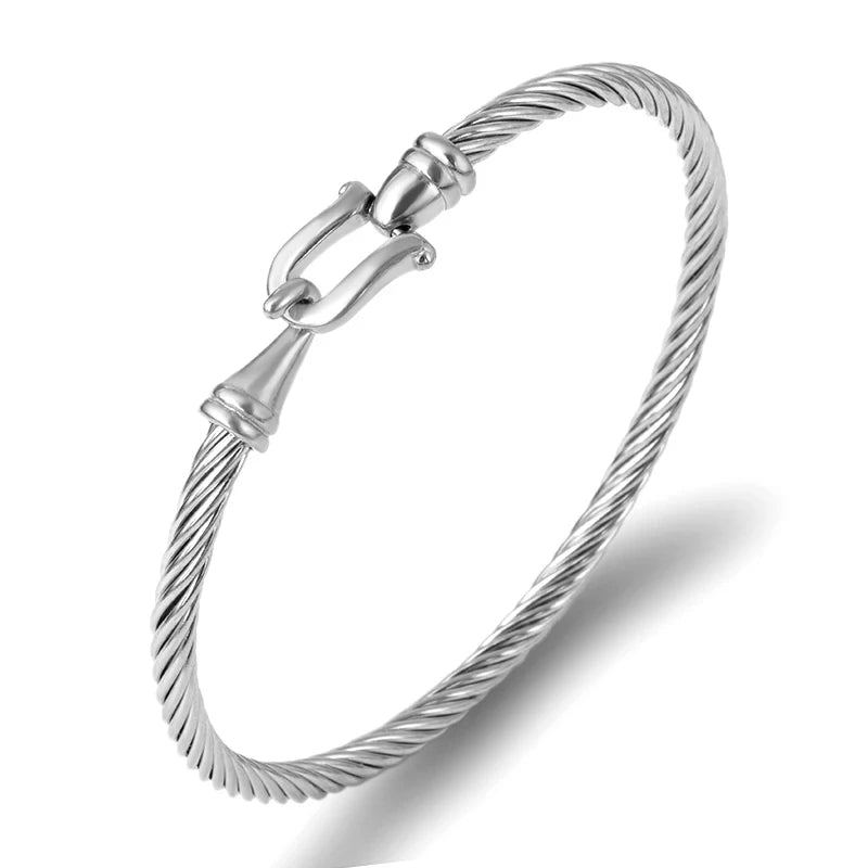 Stainless Steel Cable Wire Cuff Bracelet