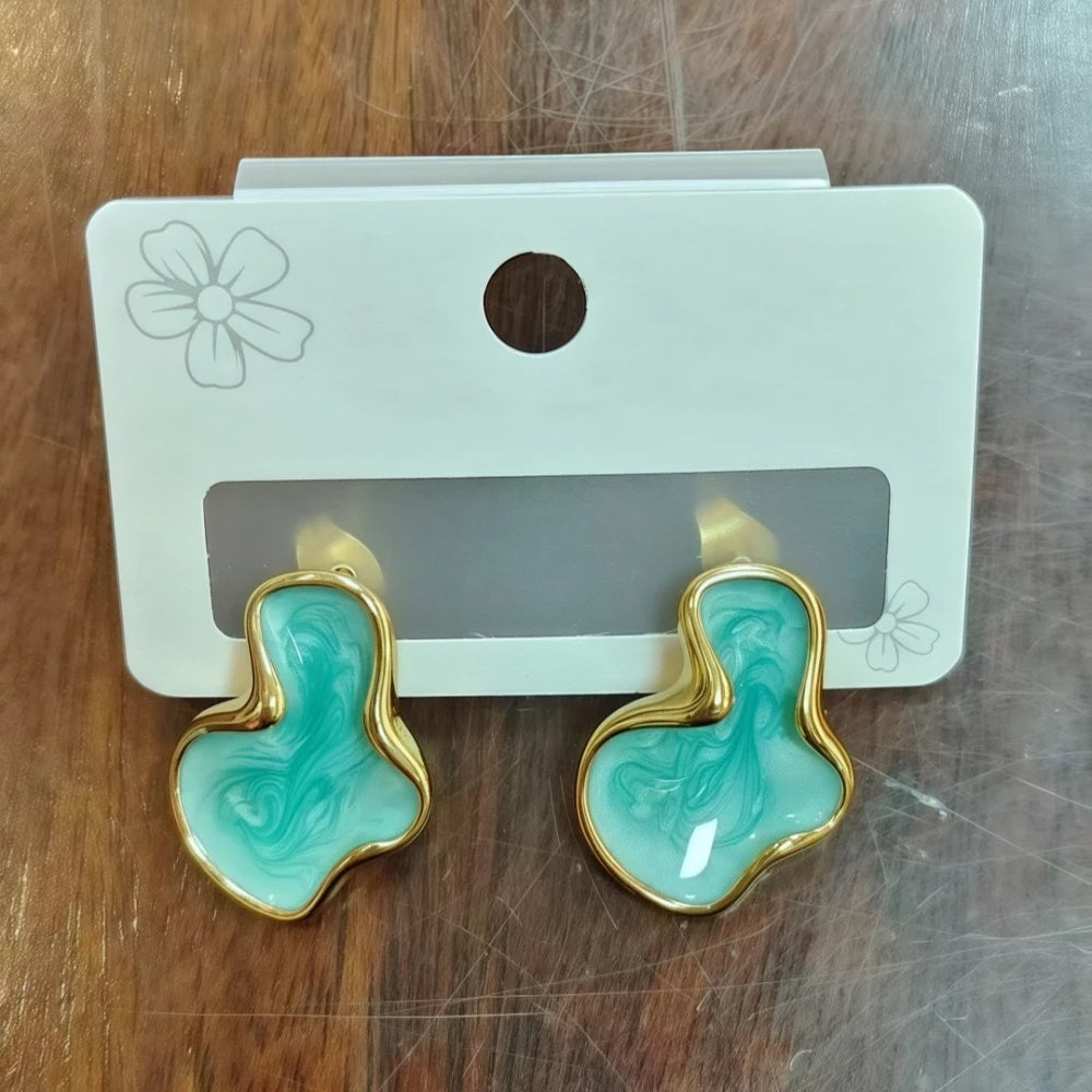 Abstract Color Cloud Stud Earrings