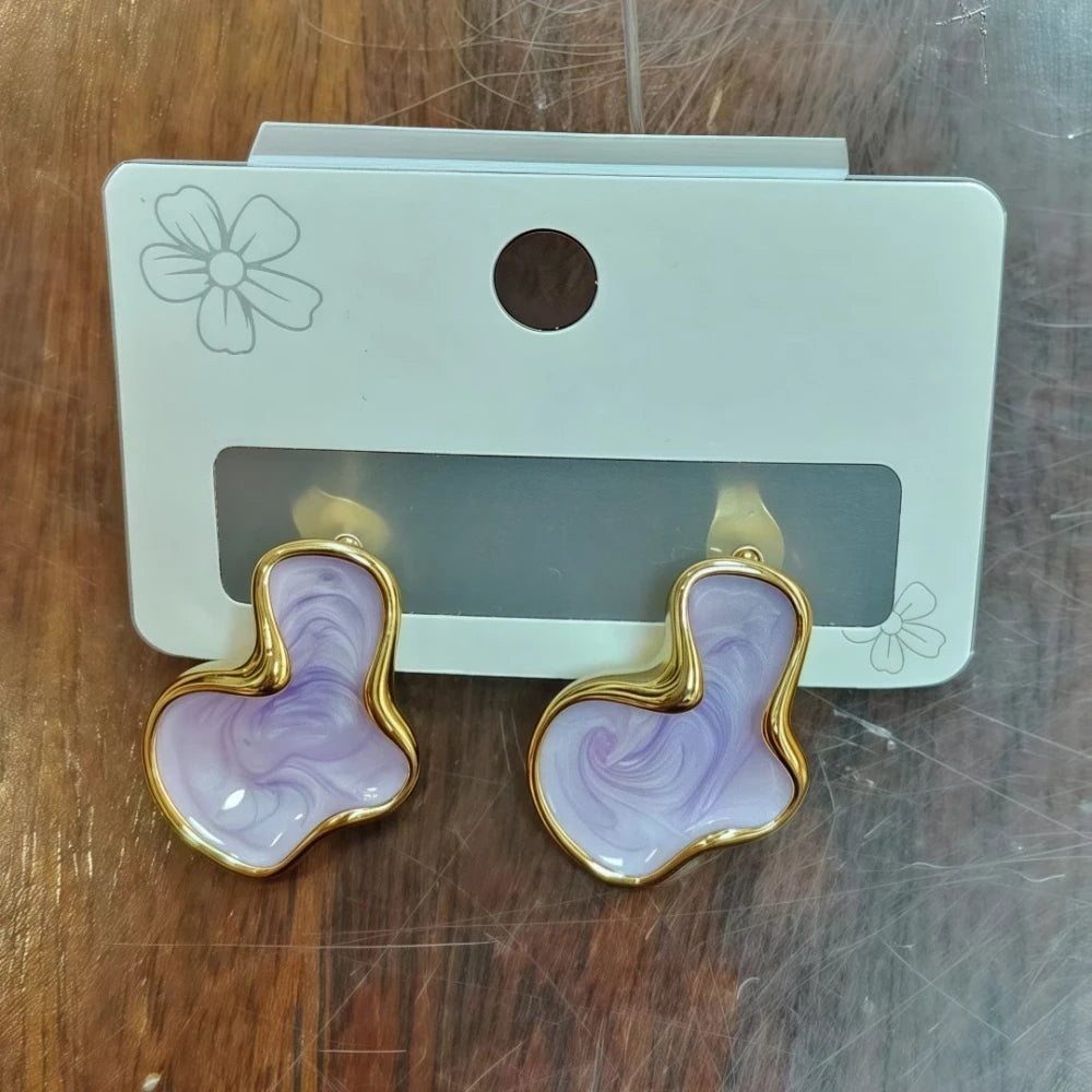 Abstract Color Cloud Stud Earrings