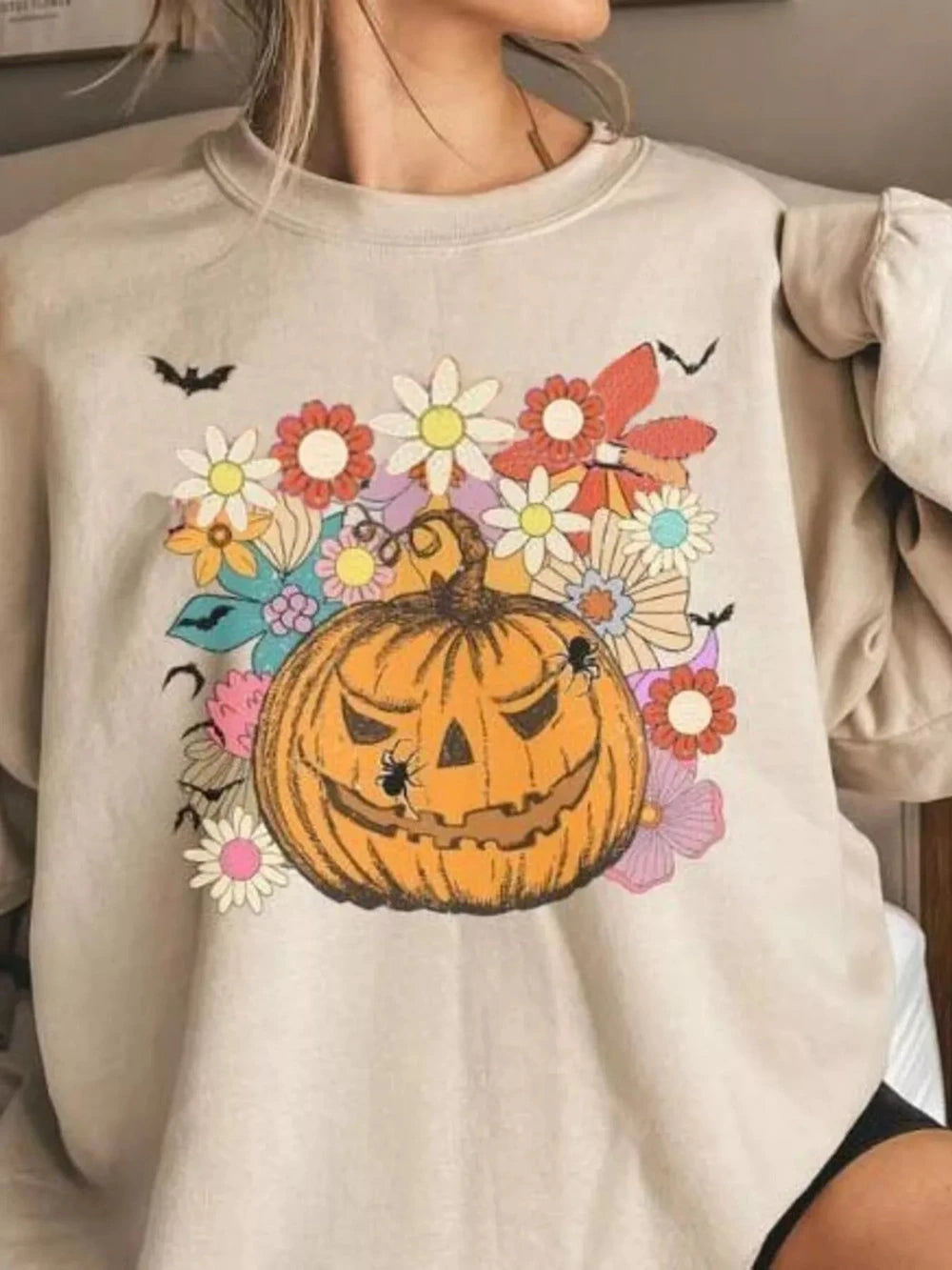 Pumpkin Floral Halloween Sweatshirt