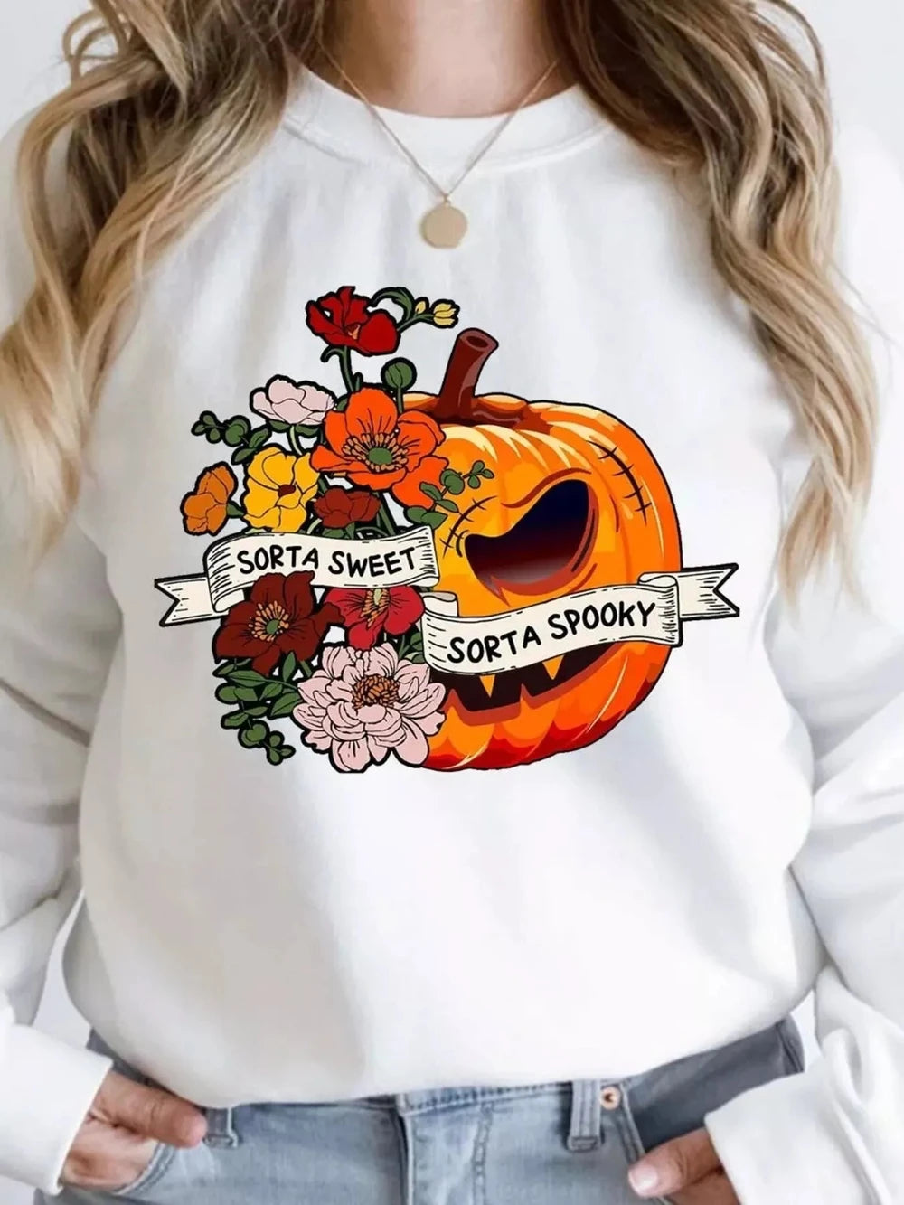 Pumpkin Floral Halloween Sweatshirt