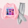 Girls Cartoon Pullover Sweatshirt and Sweatpants Set