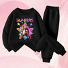 Girls Cartoon Pullover Sweatshirt and Sweatpants Set