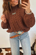 Mock Neck Cable Knit Sweater