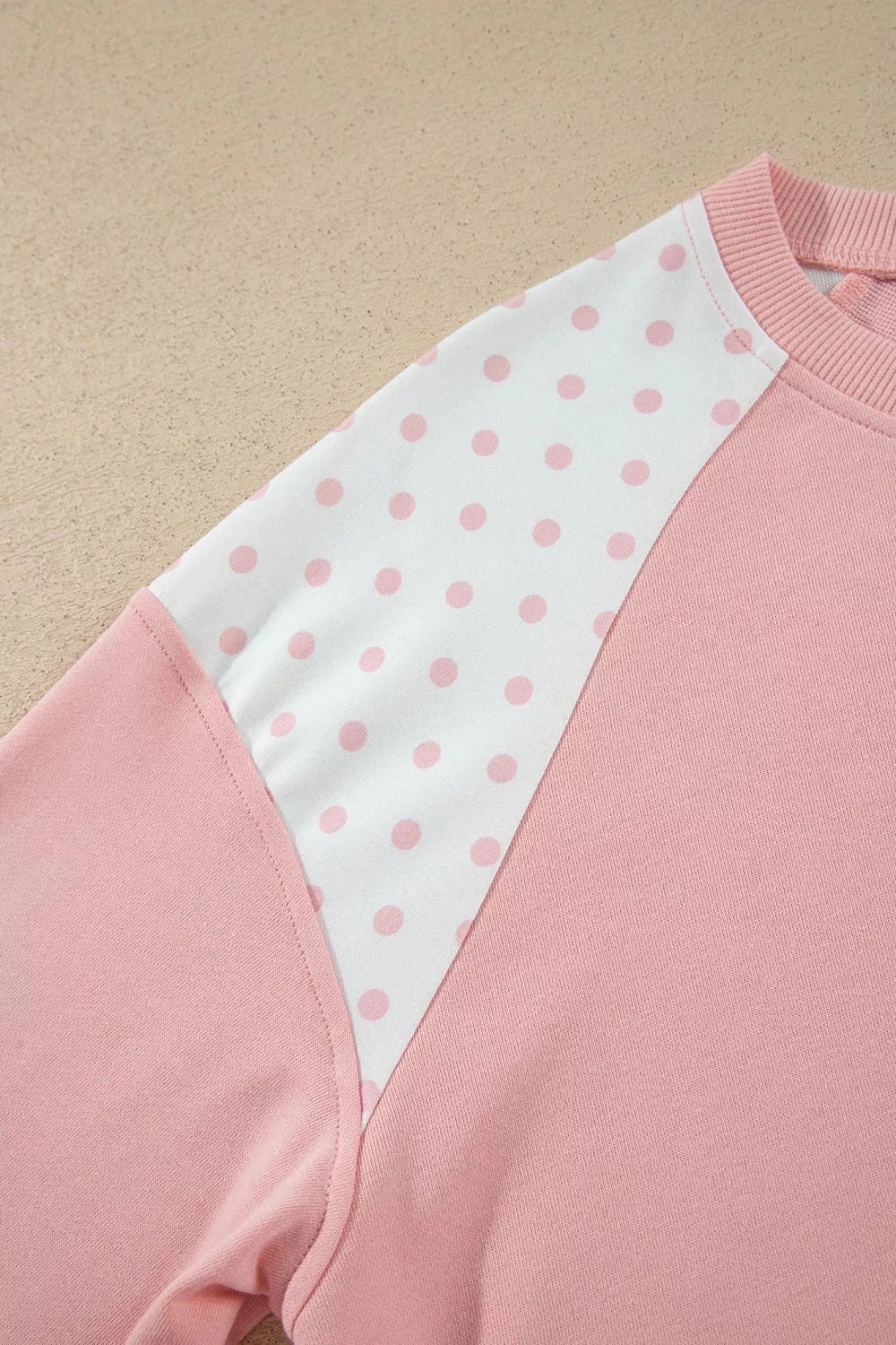 Polka Dot Cropped Sweatshirt and Wide-Leg Pants Set