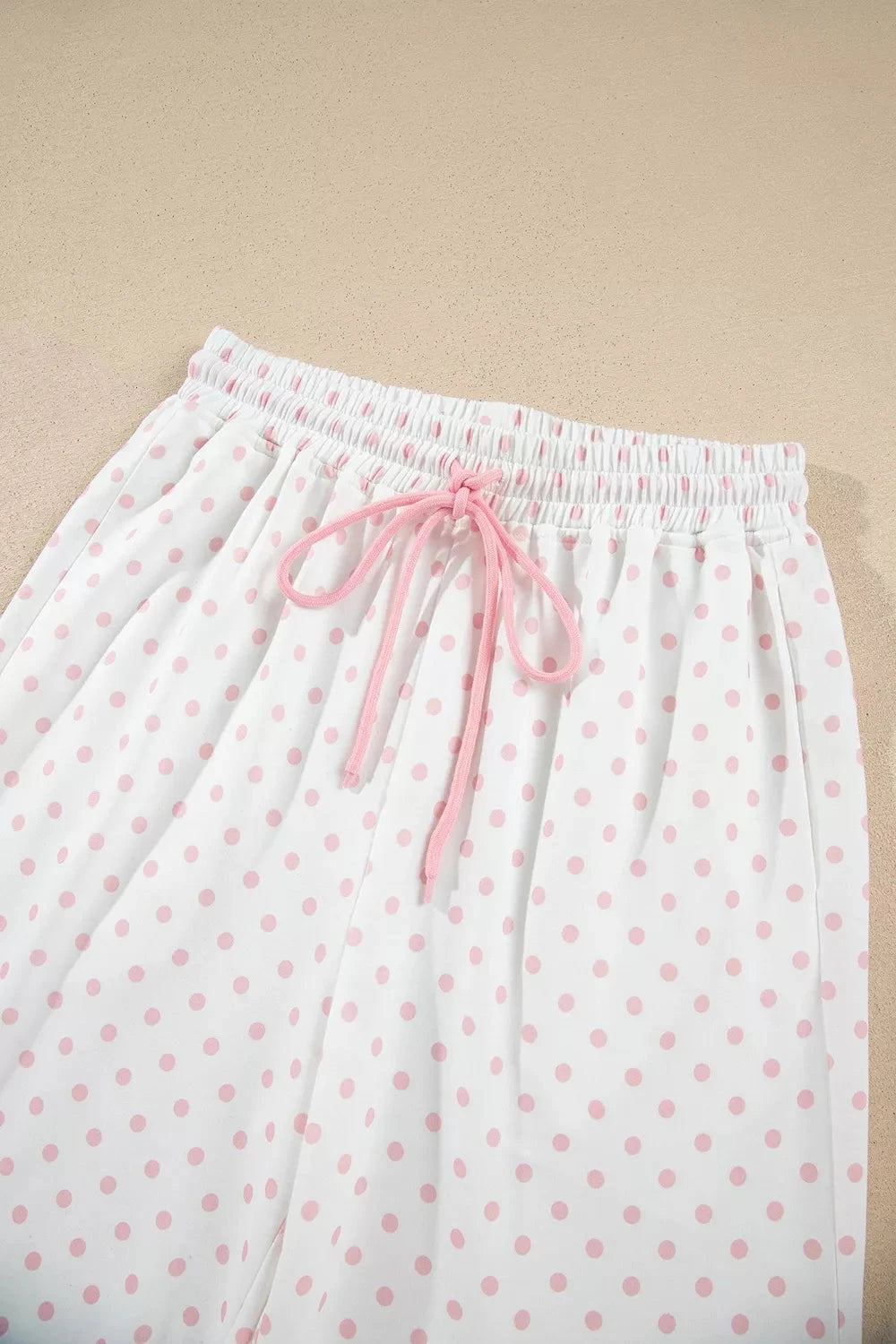 Polka Dot Cropped Sweatshirt and Wide-Leg Pants Set