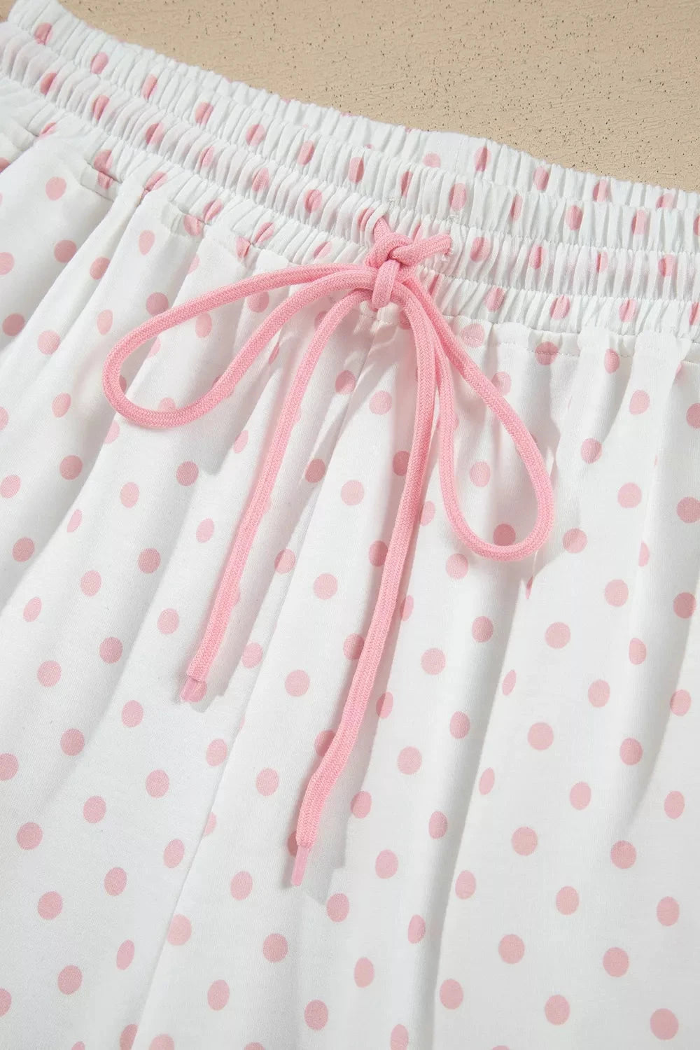 Polka Dot Cropped Sweatshirt and Wide-Leg Pants Set