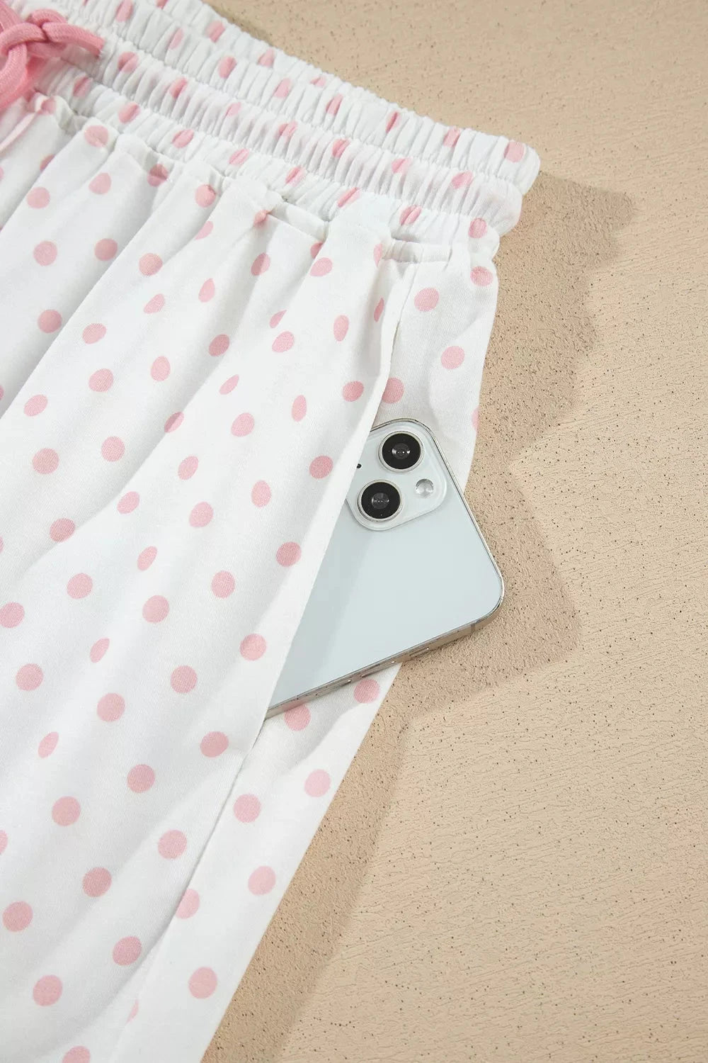 Polka Dot Cropped Sweatshirt and Wide-Leg Pants Set