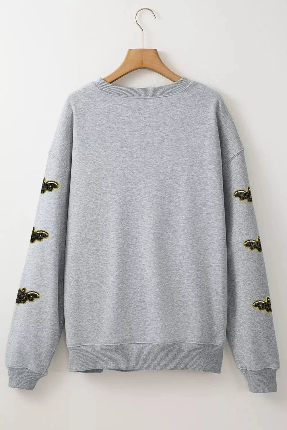Sequin SPOOKY Halloween Bat Embellished Sleeve Pullover Sweatshirt