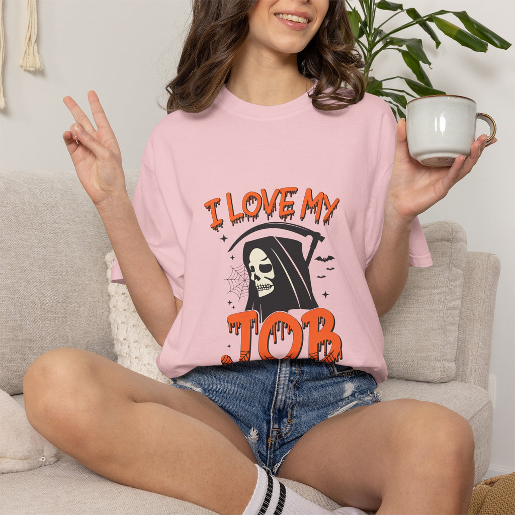 💀 I Love My Job Grim Reaper Tee | Funny Halloween Work Shirt