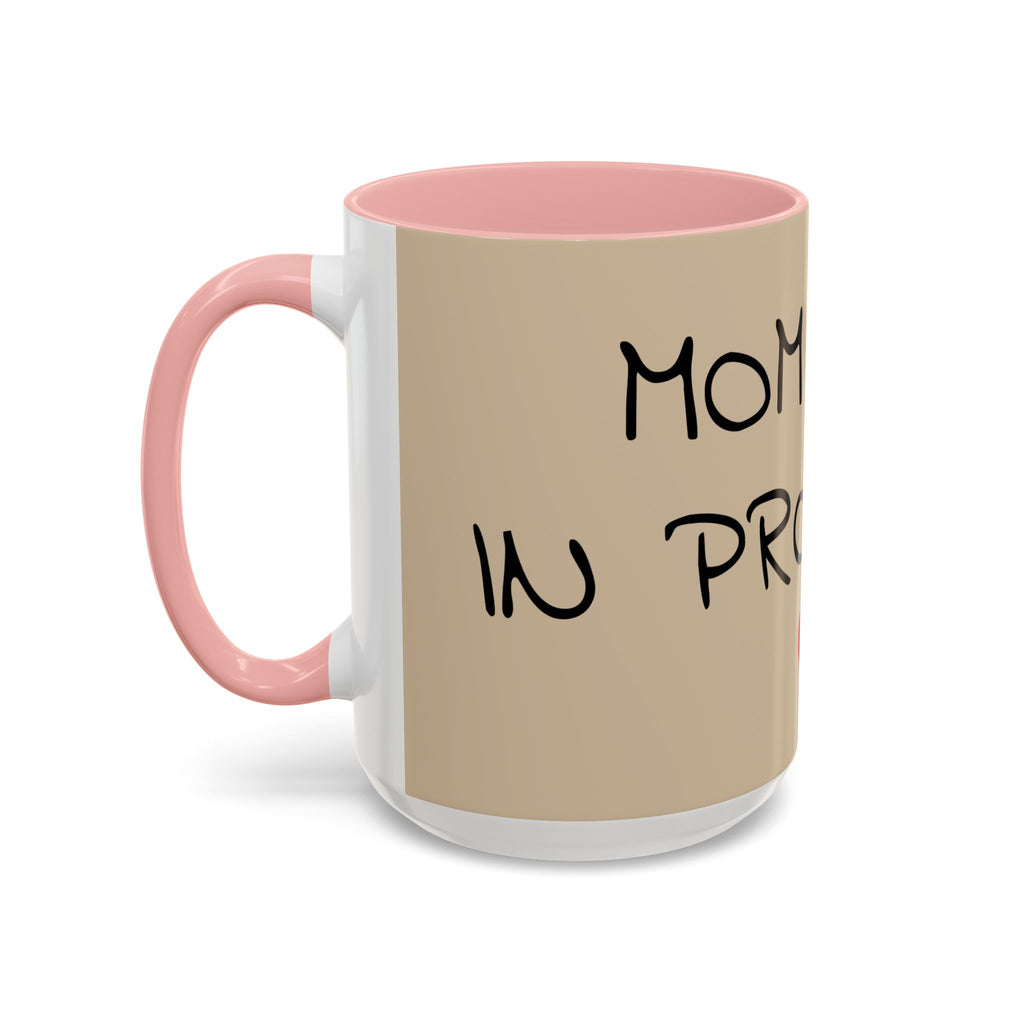 Coffee Mug — "Mom Fuel, Progress" Accent Mug with Heart (11/15oz)