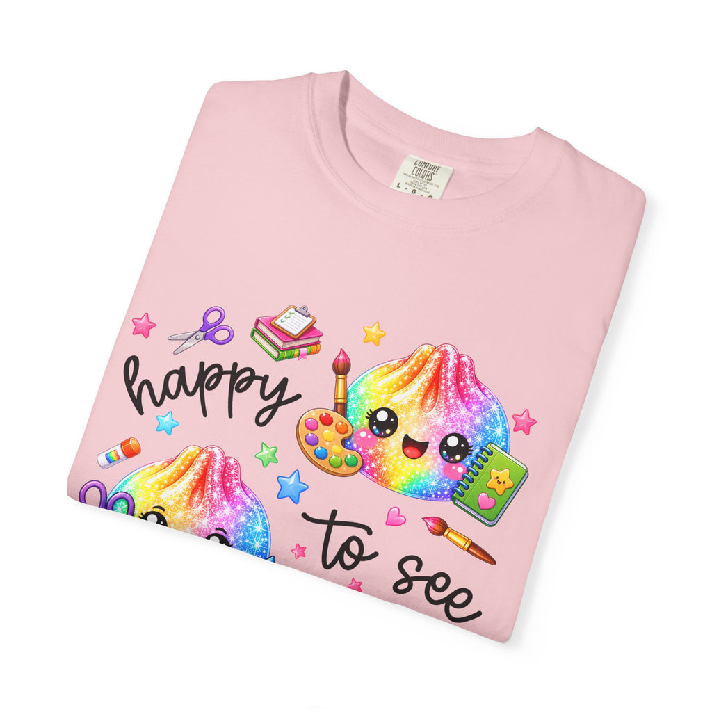 Happy To See Your Face Rainbow Kawaii T-Shirt — Cute School Supplies Graphic Tee