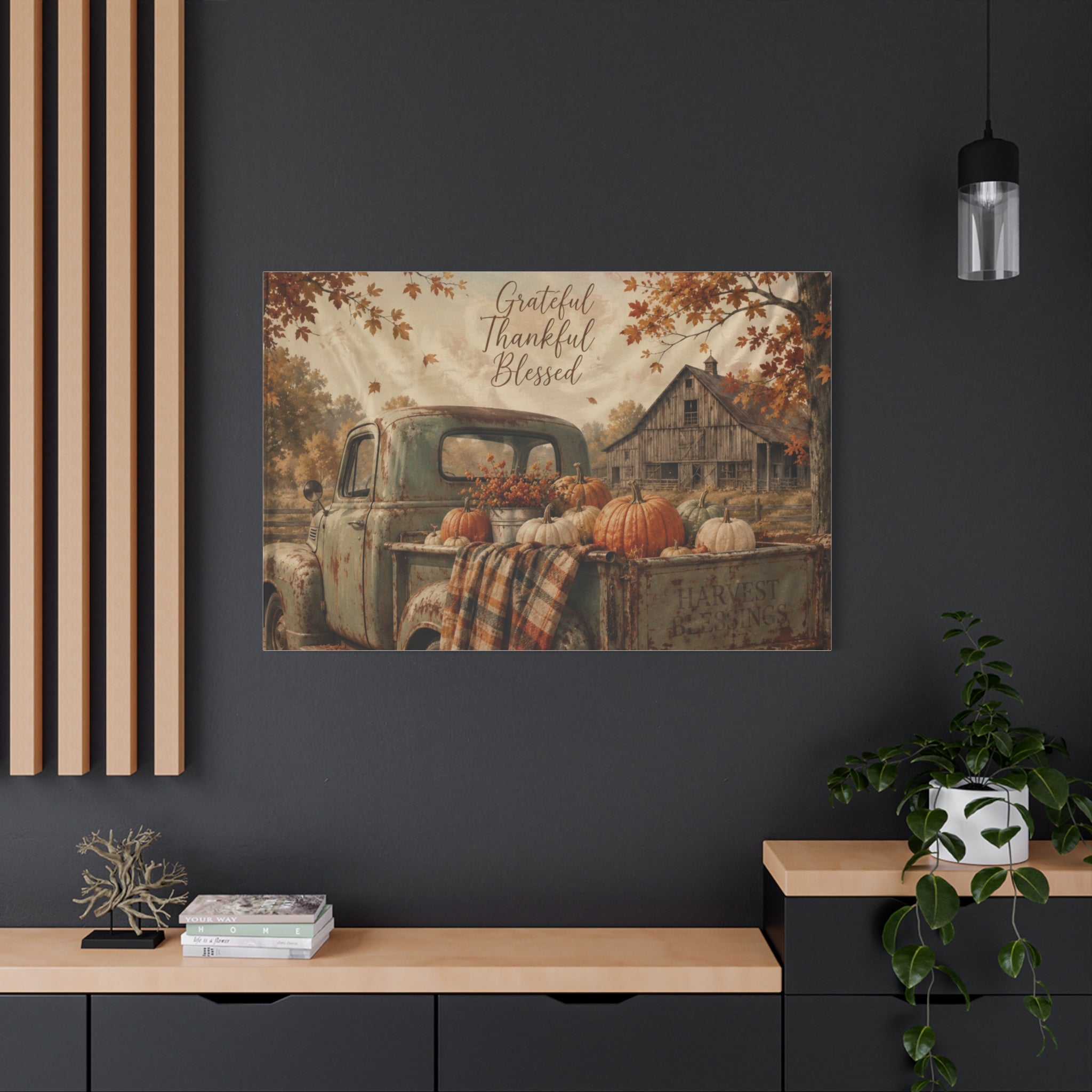 Grateful Thankful Blessed Fall Canvas