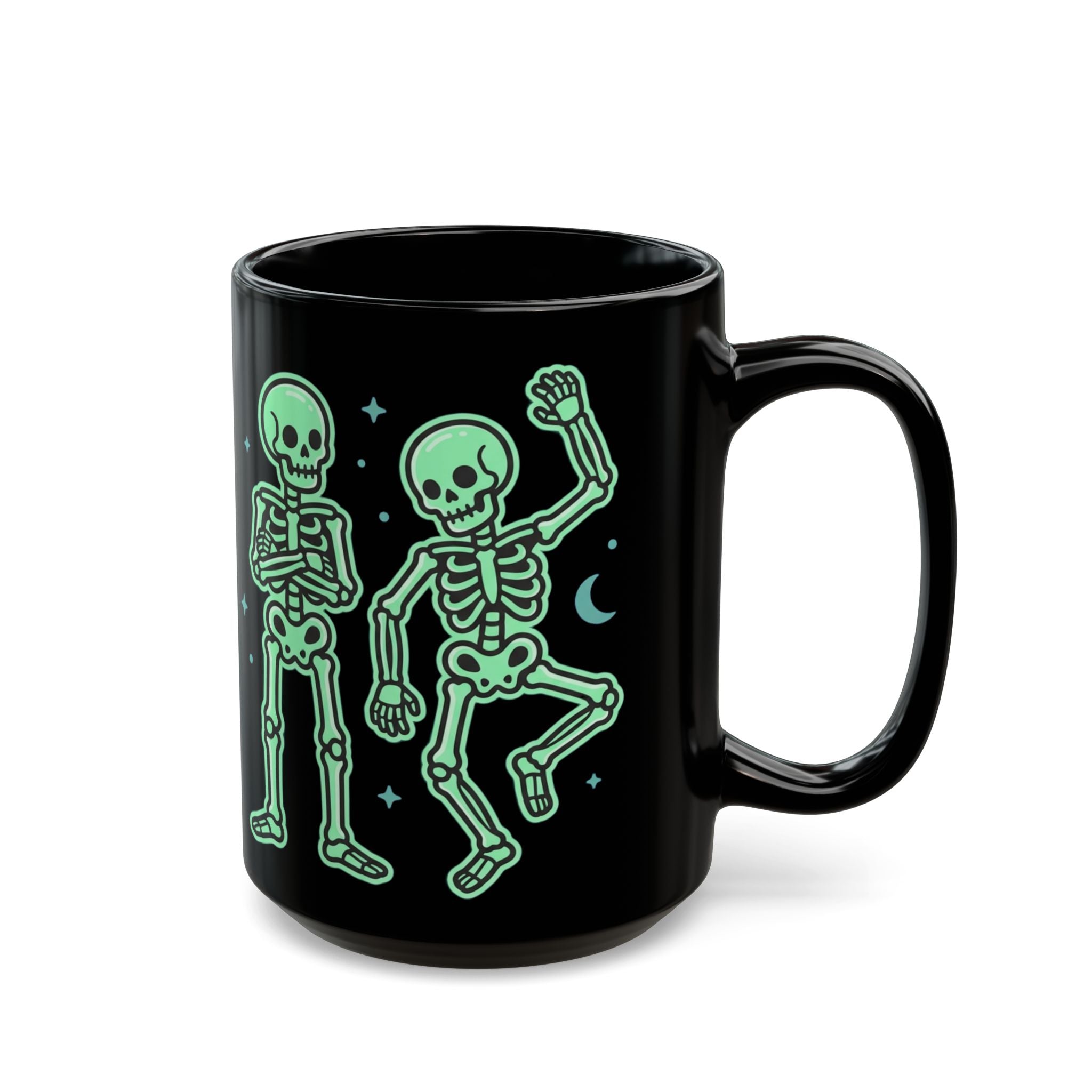 Glow Skeleton Dance Mug — Black Ceramic Coffee Cup (11oz/15oz)