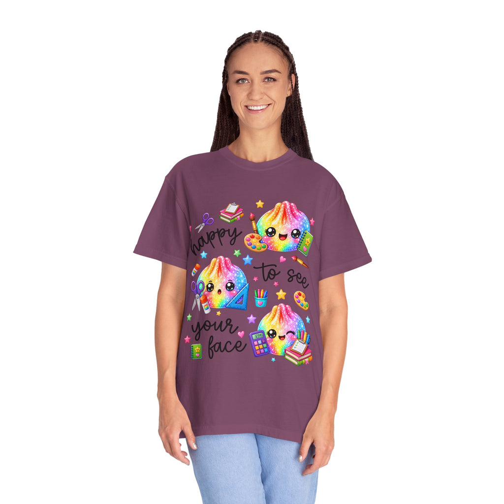 Happy To See Your Face Rainbow Kawaii T-Shirt — Cute School Supplies Graphic Tee