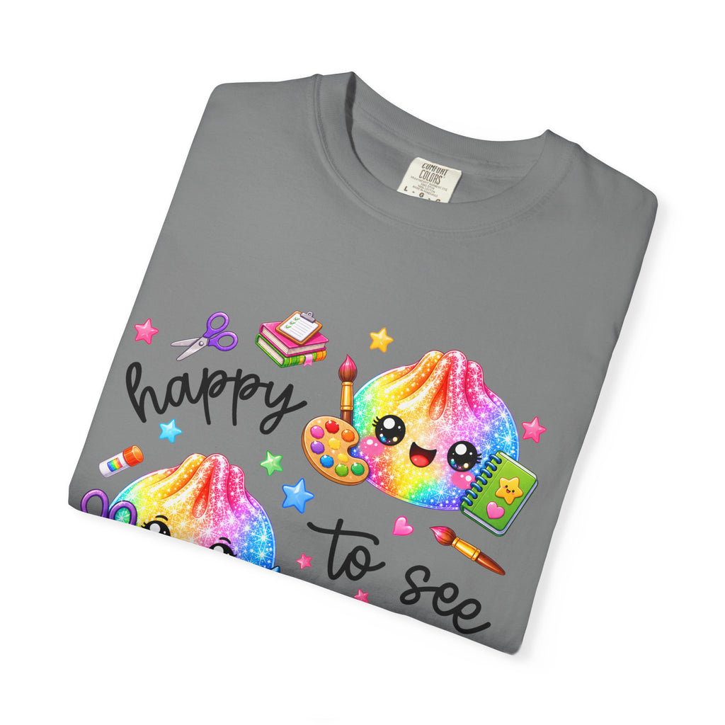Happy To See Your Face Rainbow Kawaii T-Shirt — Cute School Supplies Graphic Tee