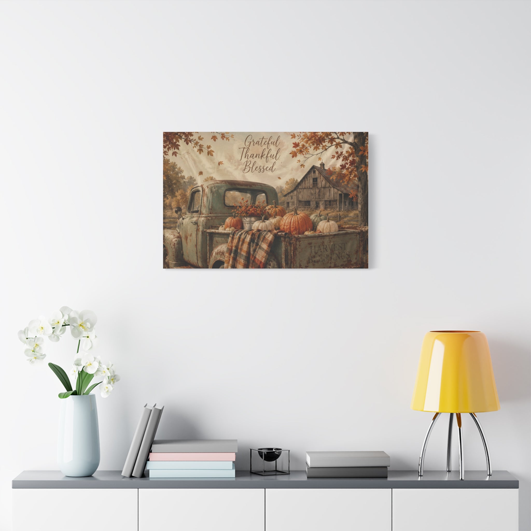 Grateful Thankful Blessed Fall Canvas