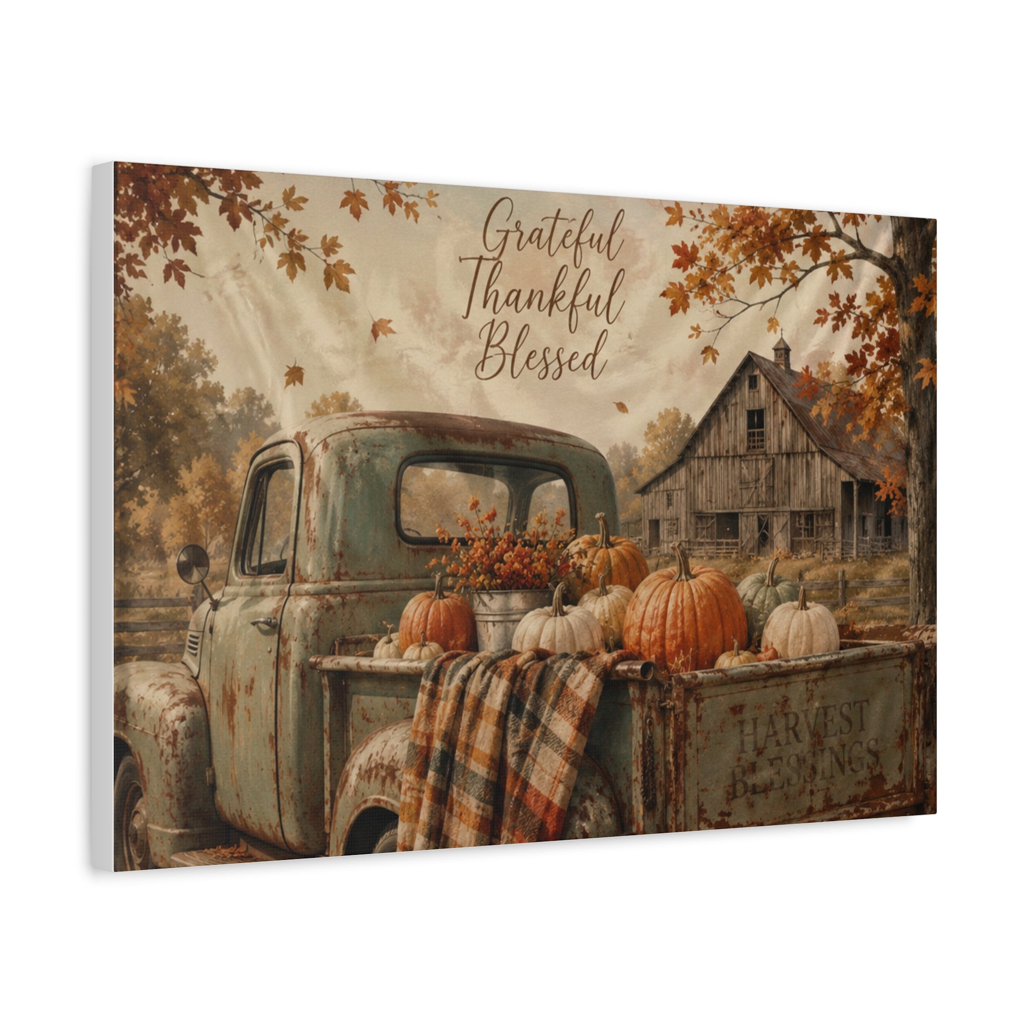 Grateful Thankful Blessed Fall Canvas