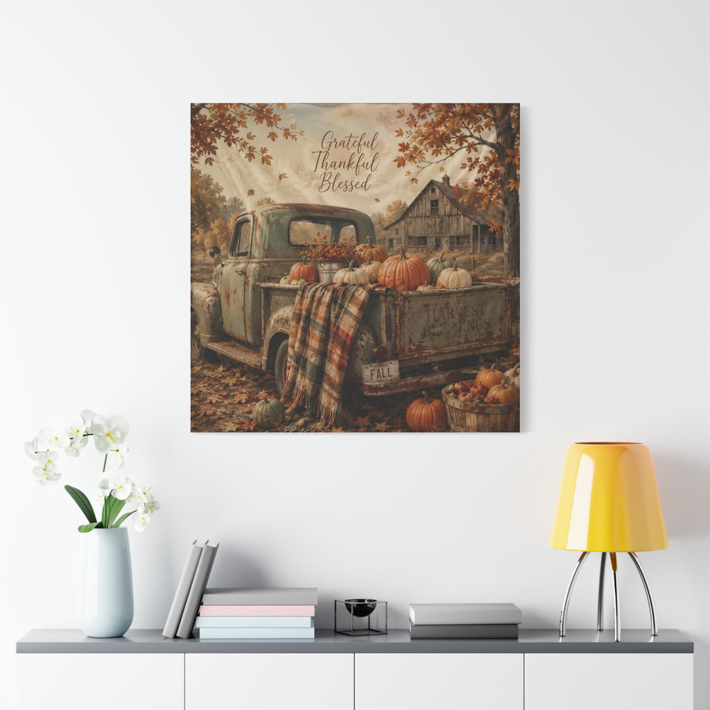 Grateful Thankful Blessed Fall Canvas